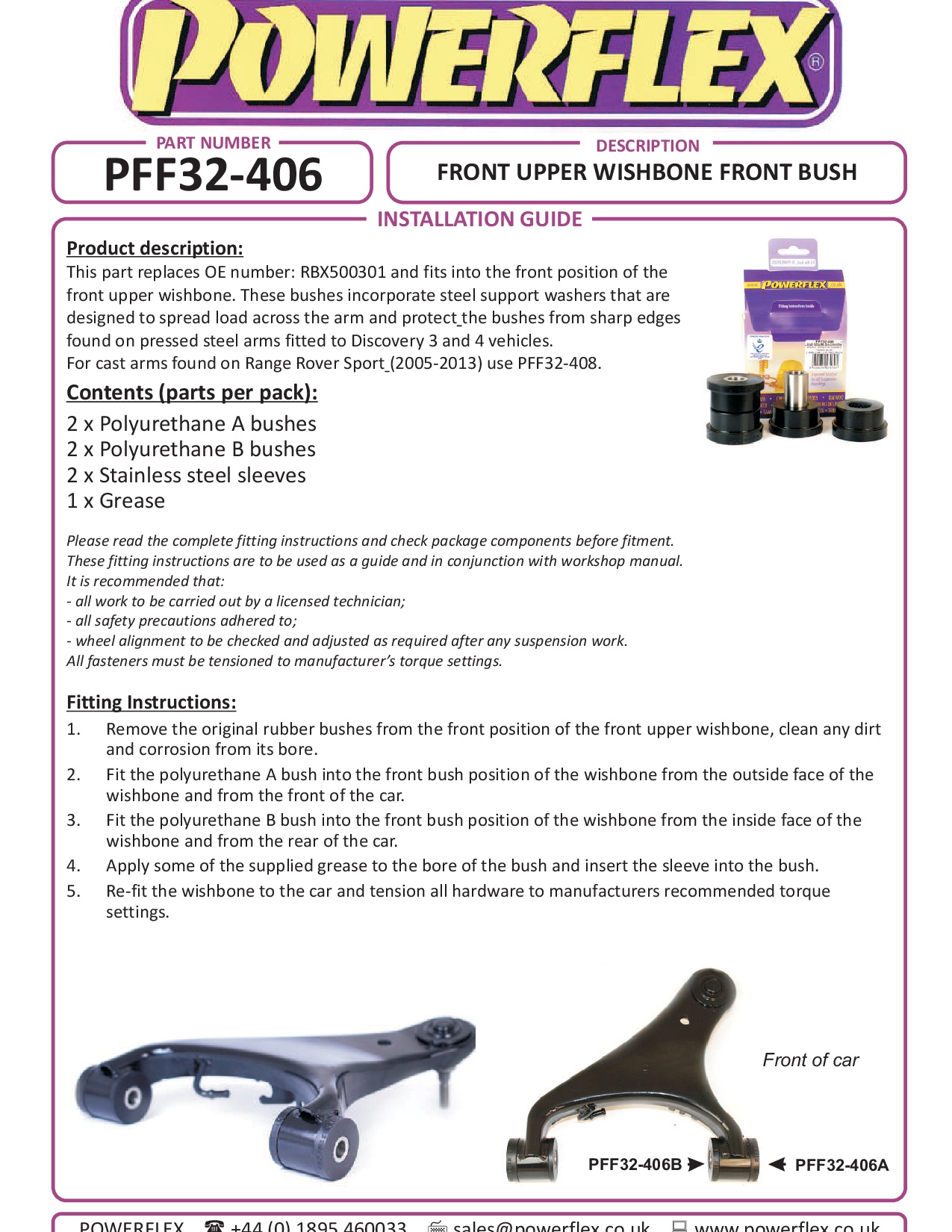 Voorste bovenste draagarmvoorbus Discovery, straat