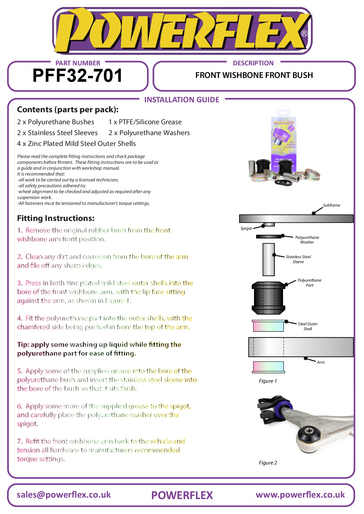 Voorste draagarm voorste bus Discovery, Range Rover inc Sport, Evoque & Classic, straat