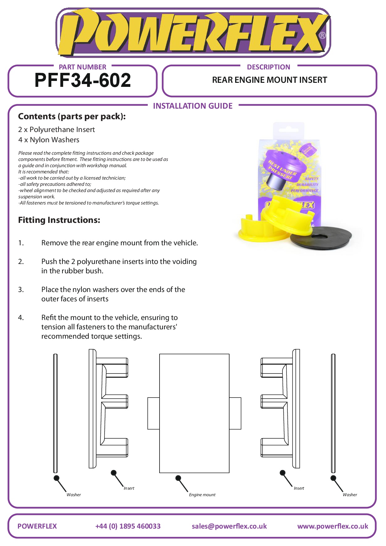 Rear Engine Mount Insert Elise, Exige, MR2 Models, road