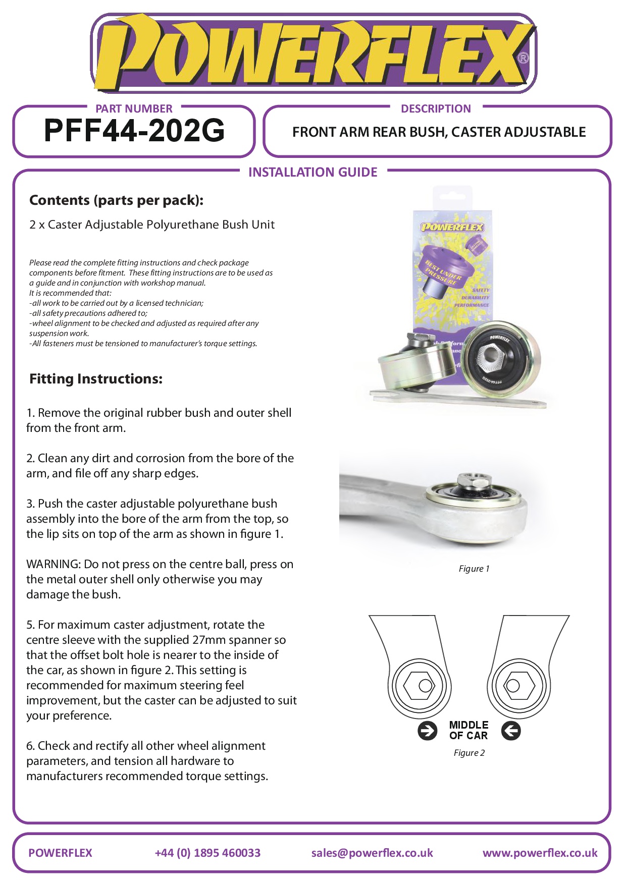 Front Wishbone Rear Bush Anti-Lift & Caster Adjustable Lancer Evolution VII, VIII & IX inc 260, black