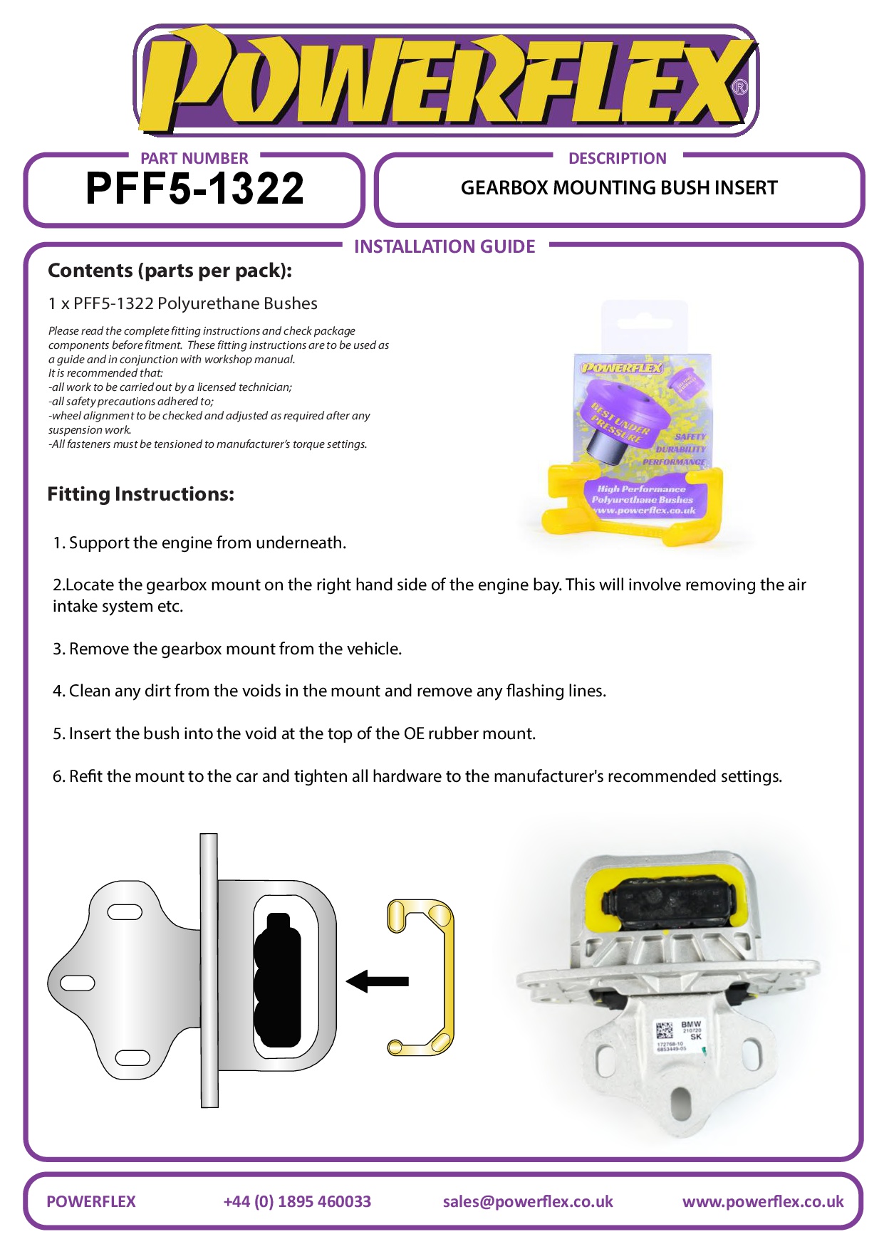 Gearbox Mounting Bush Insert 1 Series, 2 Series, X Series, F54 Clubman Gen 2, F55 / F56 Gen 3, F57 Cabriolet, F60 Countryman Gen 2, M13 60H/100H, road