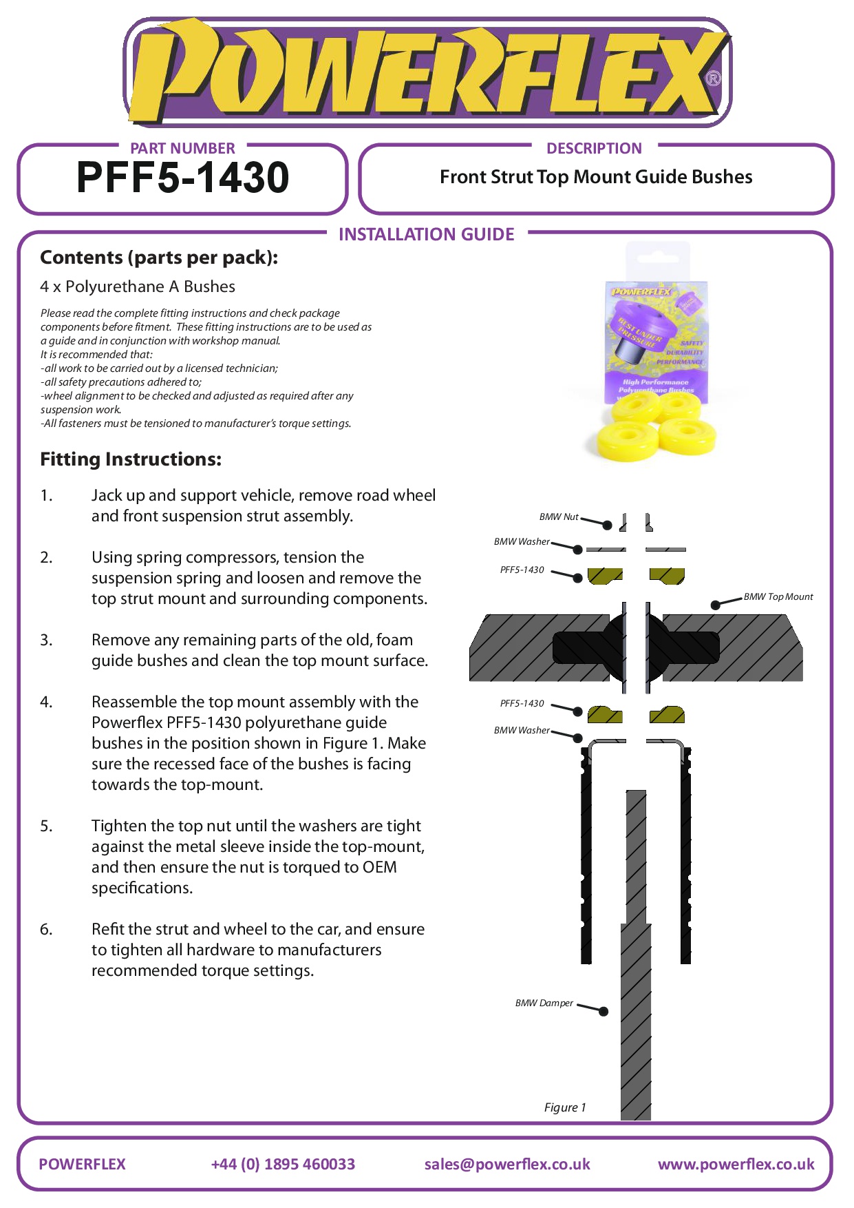 Front Strut Top Mount Guide Bush X Series, road