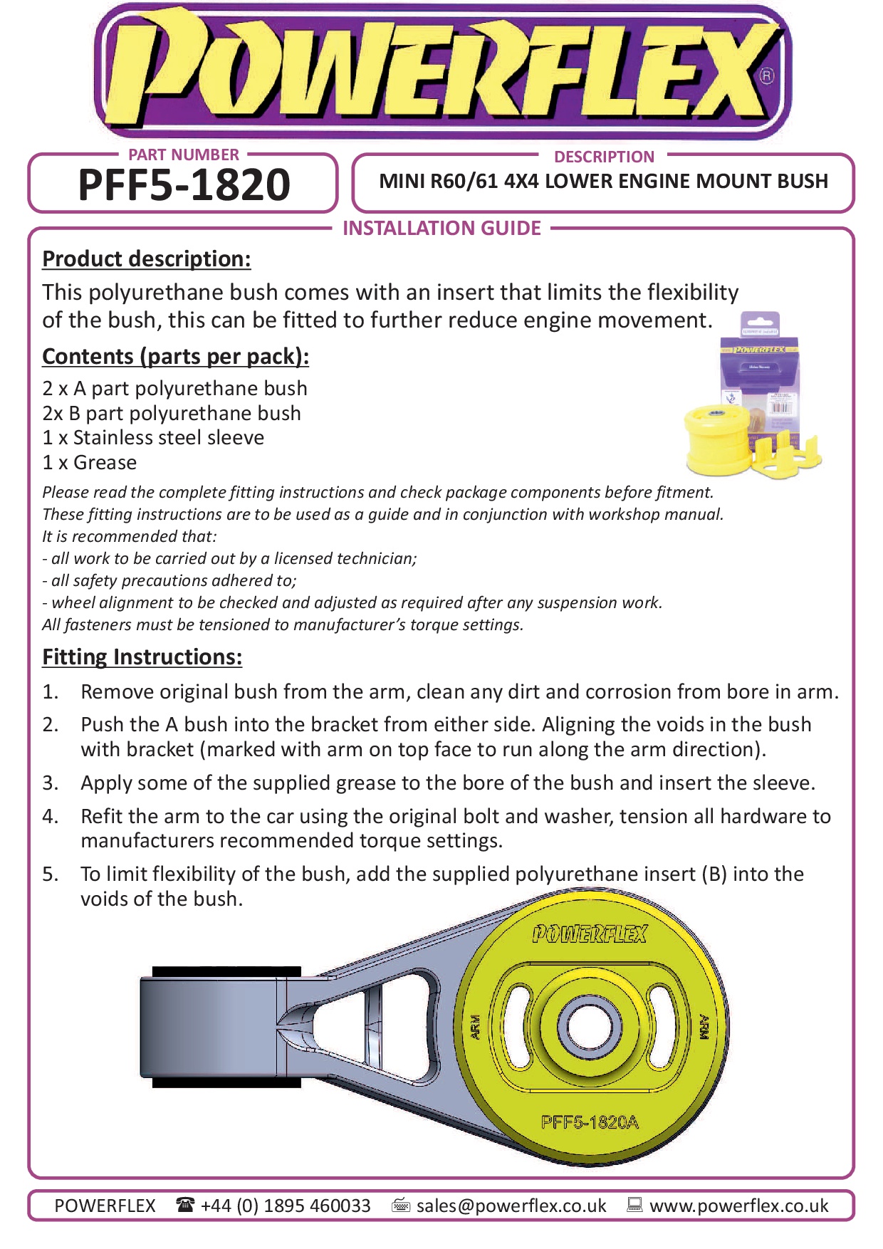 Lower Engine Mount Large Bush R60 Countryman Gen 1, R61 Paceman, road