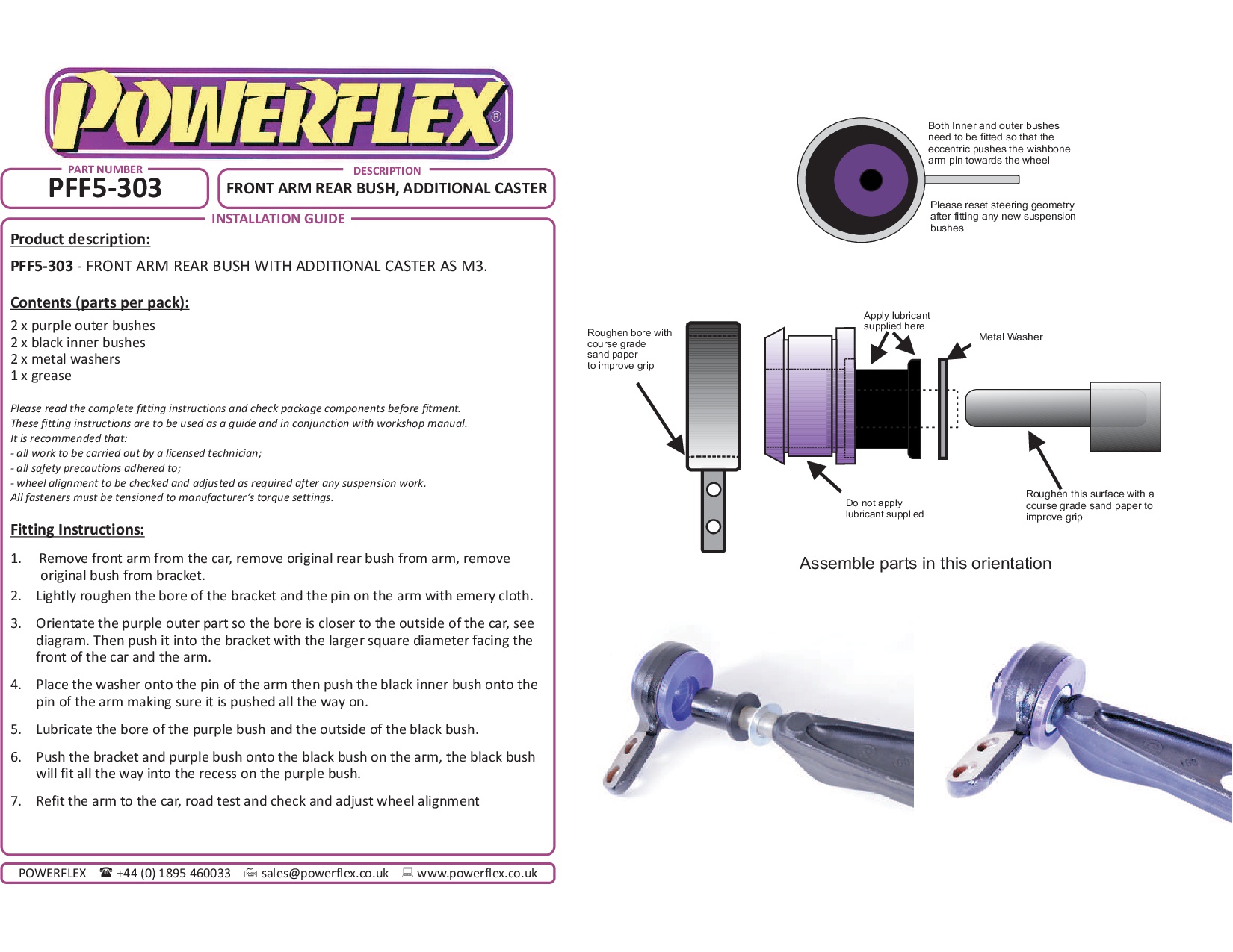 Front Lower Wishbone Rear Bush Caster Offset 3 Series, Z Series, black