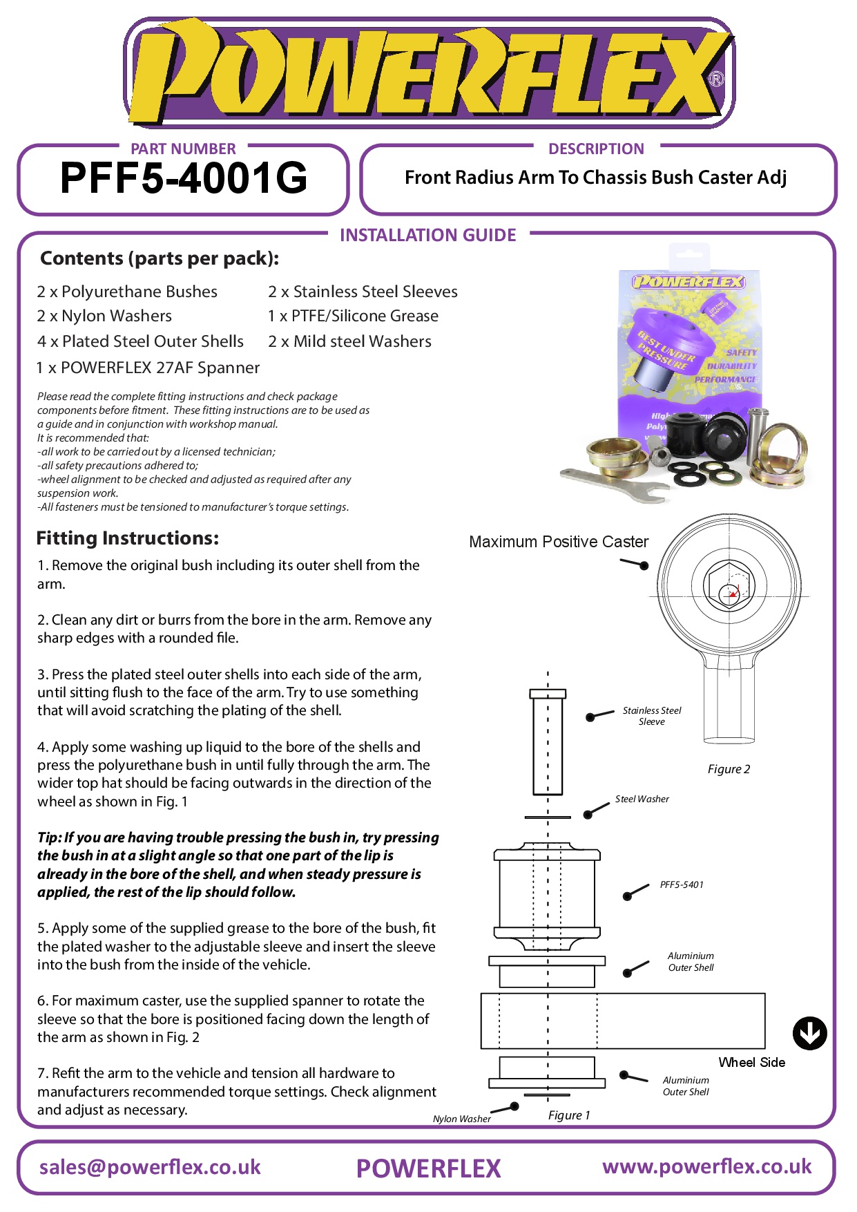 Front Radius Arm To Chassis Bush Caster Adjustable 2 Series, 3 Series, 4 Series, black