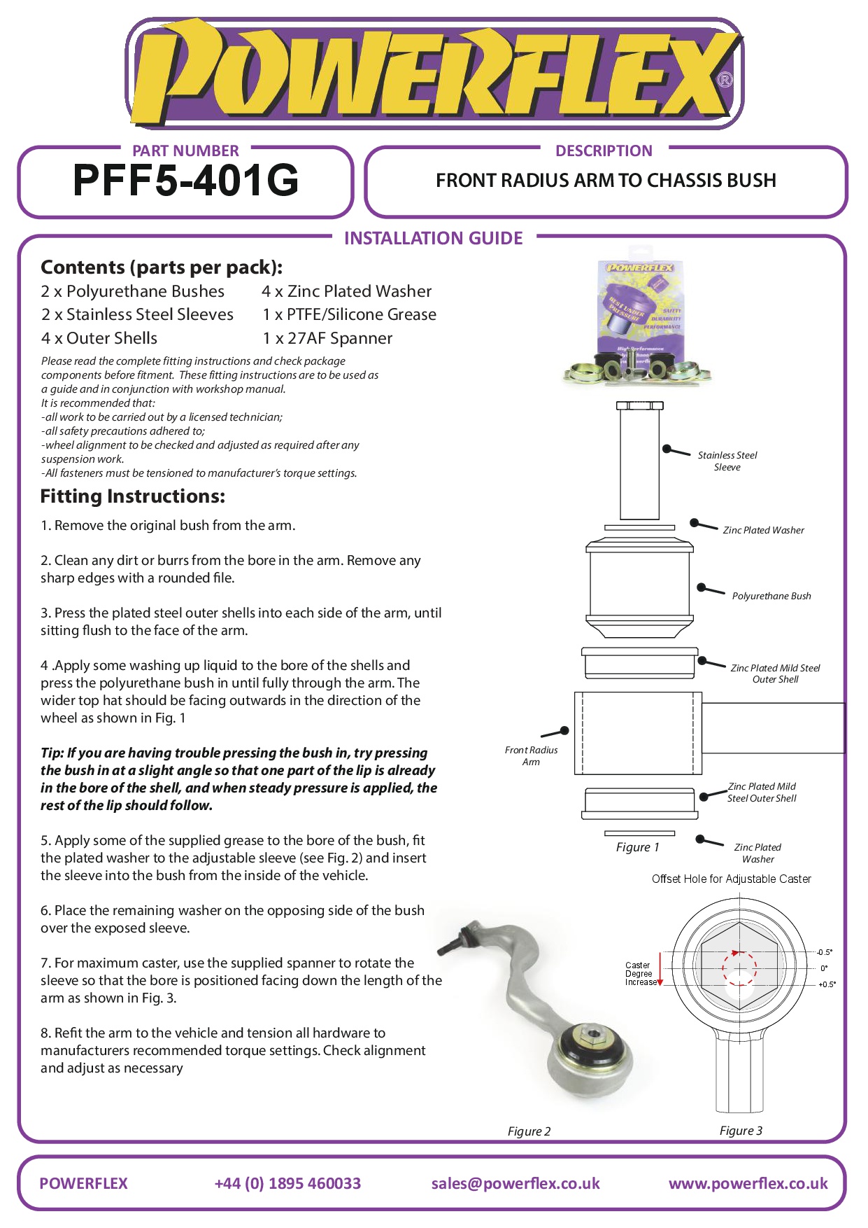 Front Radius Arm To Chassis Bush Caster Adjust 1 Series, 3 Series, X Series, Z Series, road