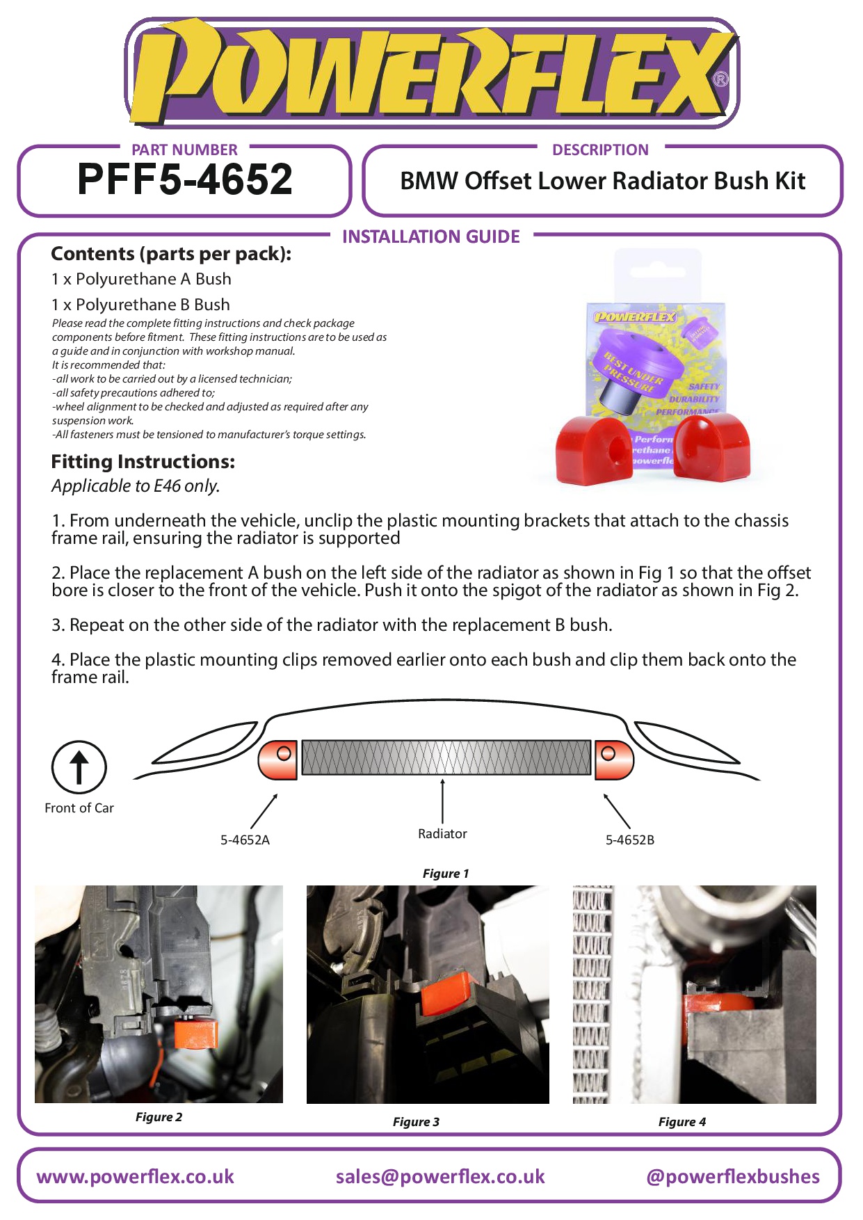 Offset Lower Radiator Mount Kit 3 Series, 5 Series, 7 Series, 8 Series, X Series, Z Series, E30, road