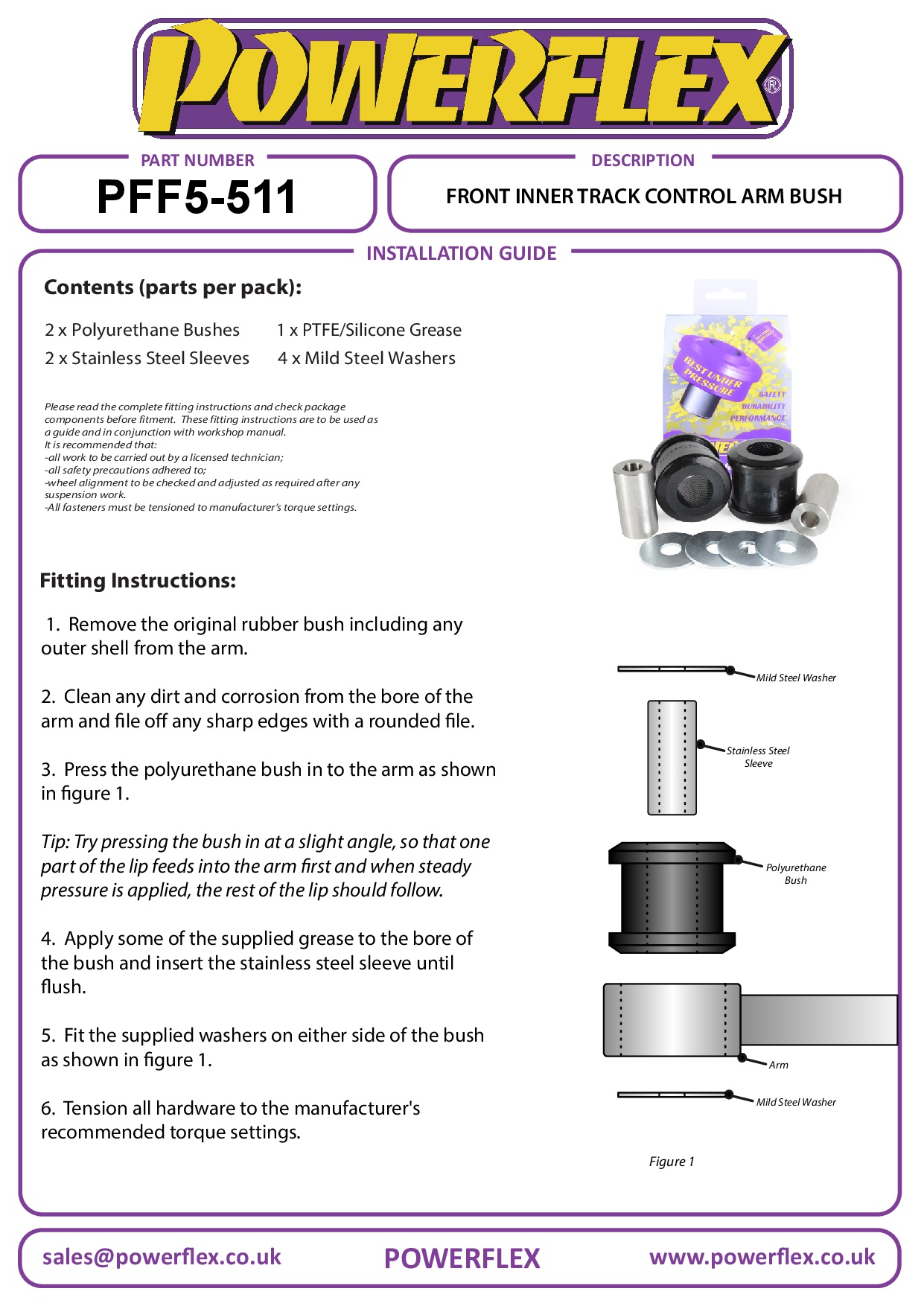Front Inner Track Control Arm Bush 5 Series, black