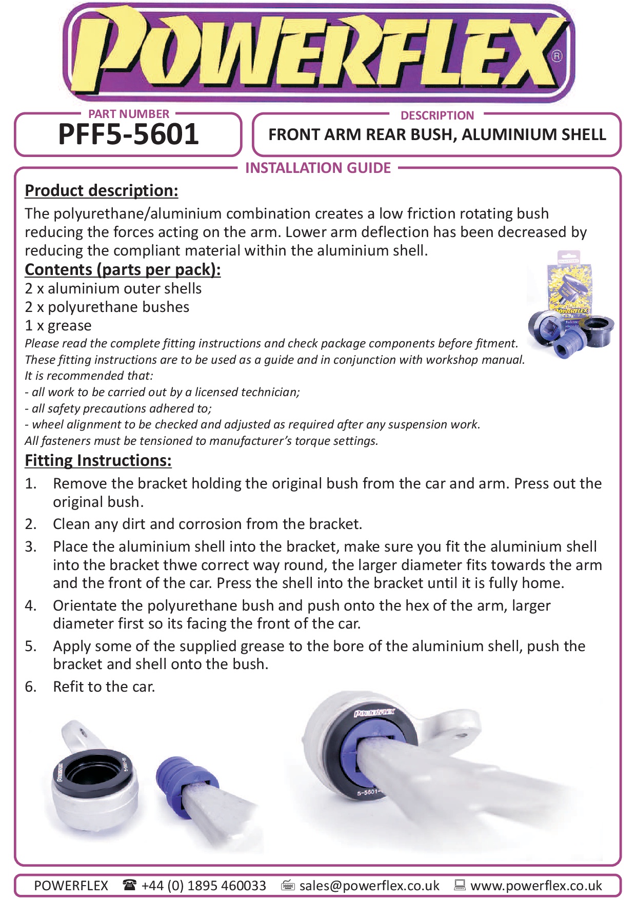 Front Wishbone Rear Bush, Aluminium Outer 3 Series, road