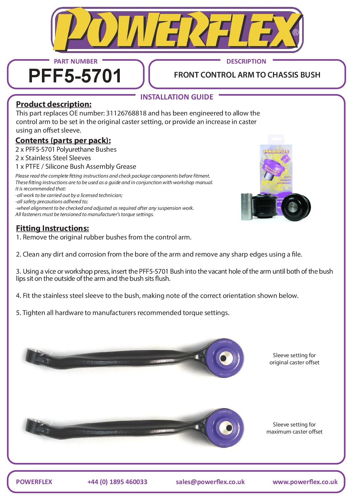 Front Control Arm to Chassis Bush 3 Series, X Series, road