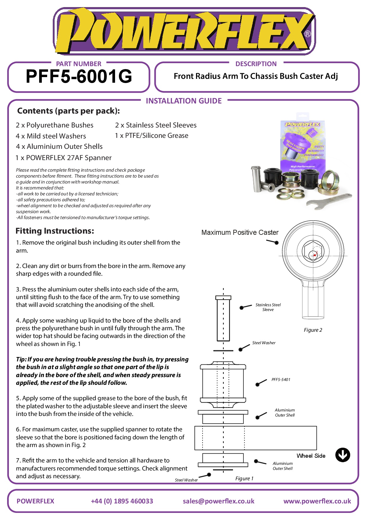 Front Radius Arm to Chassis Bush Caster Adjustable 5 Series, 6 Series, black
