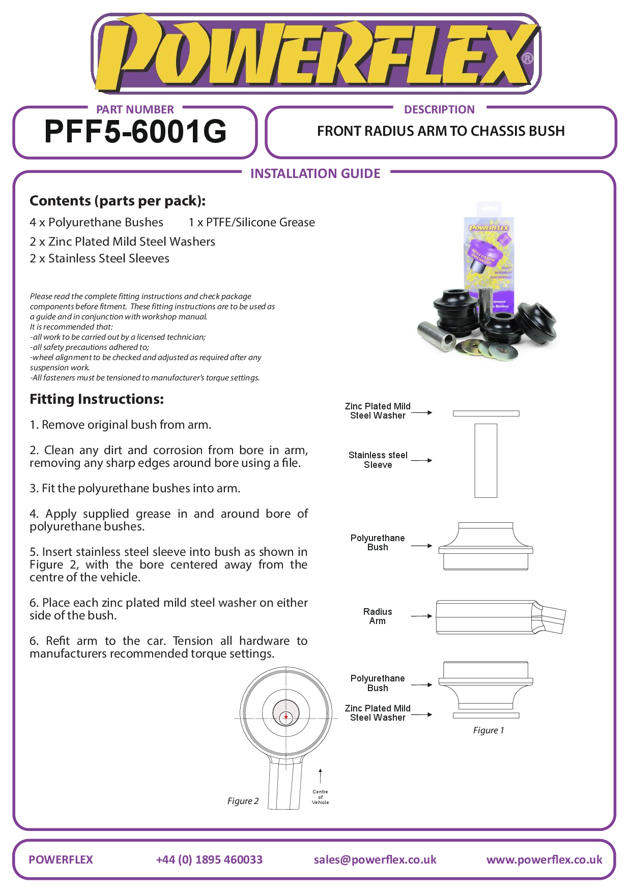 Front Radius Arm to Chassis Bush Caster Offset 5 Series, 6 Series, black