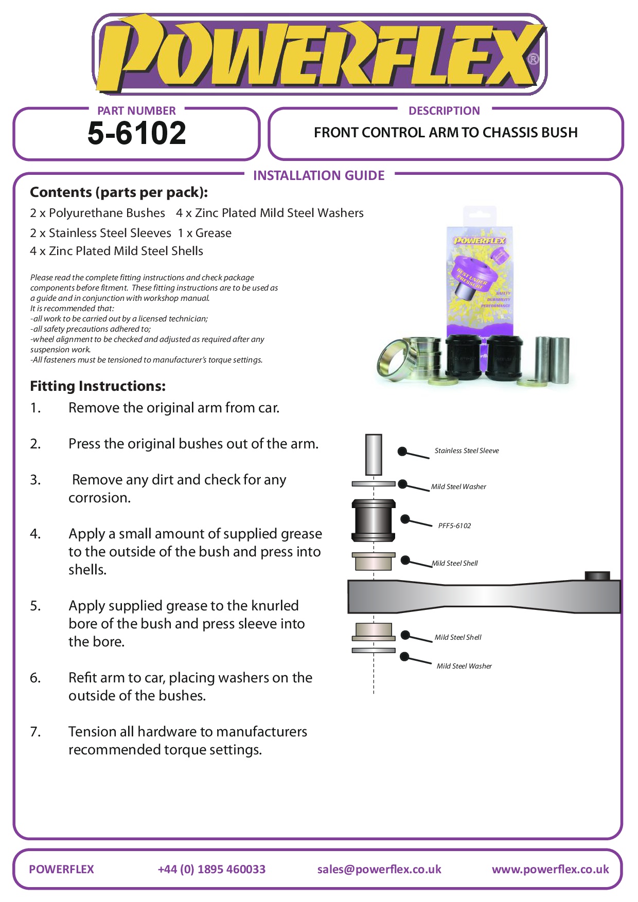 Front Lower Control Arm Inner Bush 5 Series, 6 Series, road