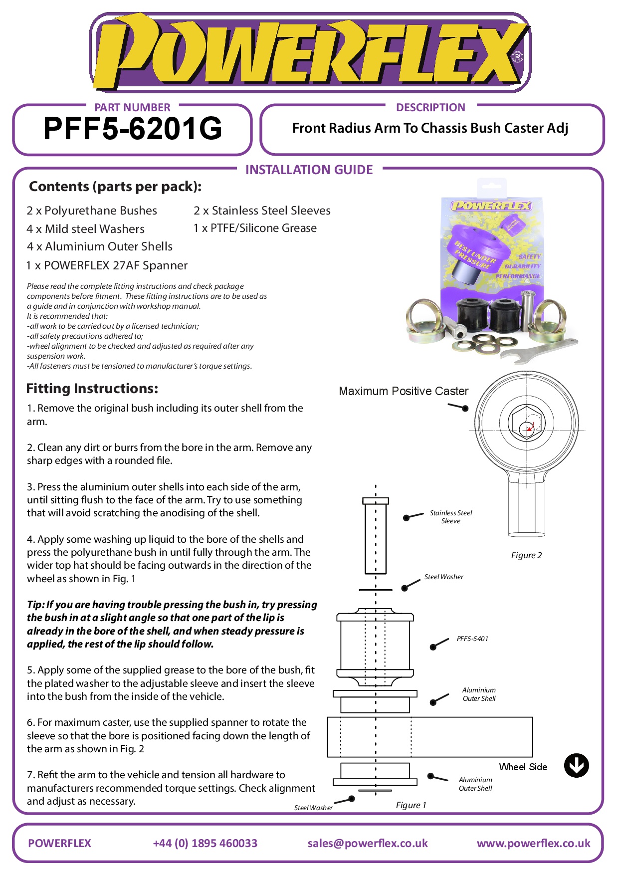 Front Radius Arm to Chassis Bush Caster Adjustable 5 Series, 6 Series, black
