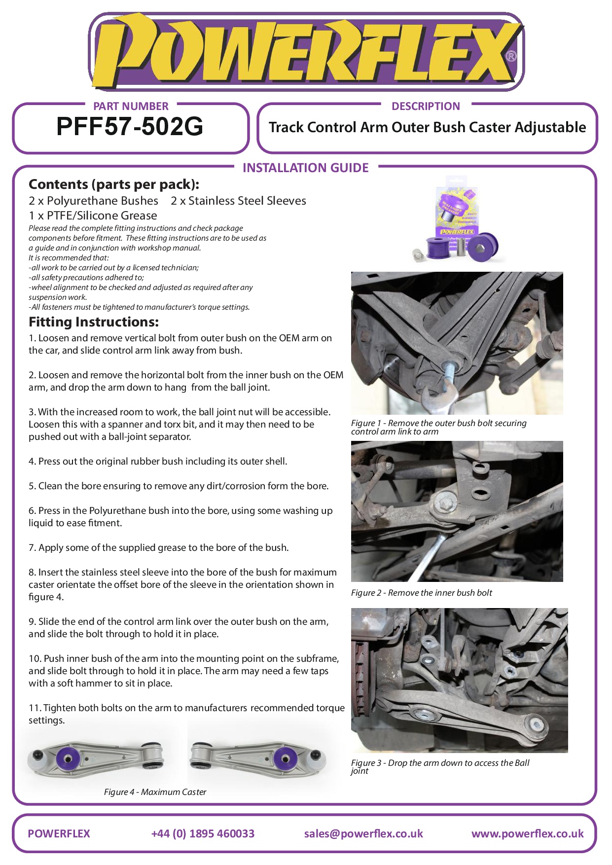 caster voorste wieldraagarm Offset buitenste bus 911 996, 911 997, 986 Boxster, black