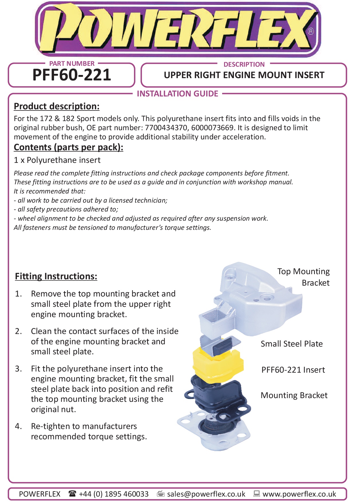 Inzetstuk motorsteun rechtsboven vooraan Clio Models, Kangoo Models, Twingo, Wind, straat