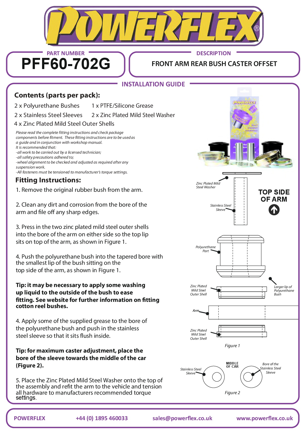 Front Arm Rear Bush Caster Offset Megane Models, black