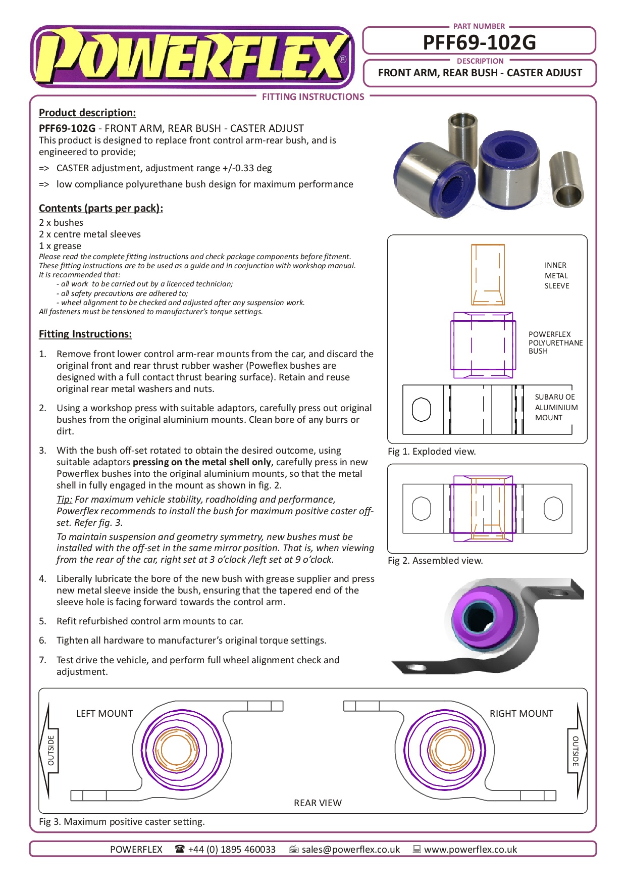 Voorste arm achterste bus - caster afstellen Forester, Impreza, Legacy, Outback, black