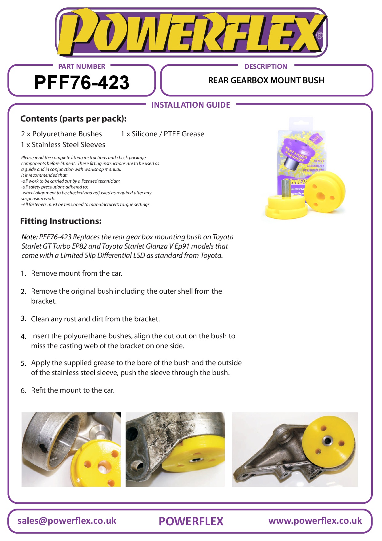 Bevestigingsbus achterste versnellingsbak, LSD-modellen (standaard) Starlet GT Turbo EP82/Glanza V EP91, straat
