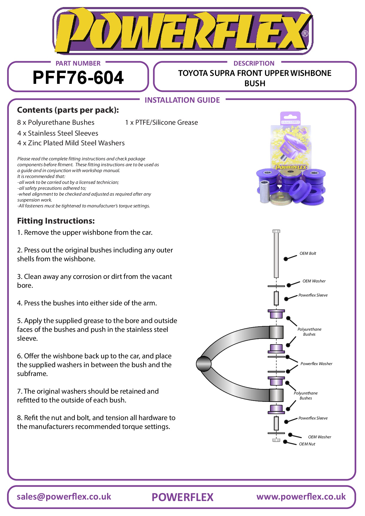 Front Upper Wishbone Bush Supra Mk4 JZA80, road