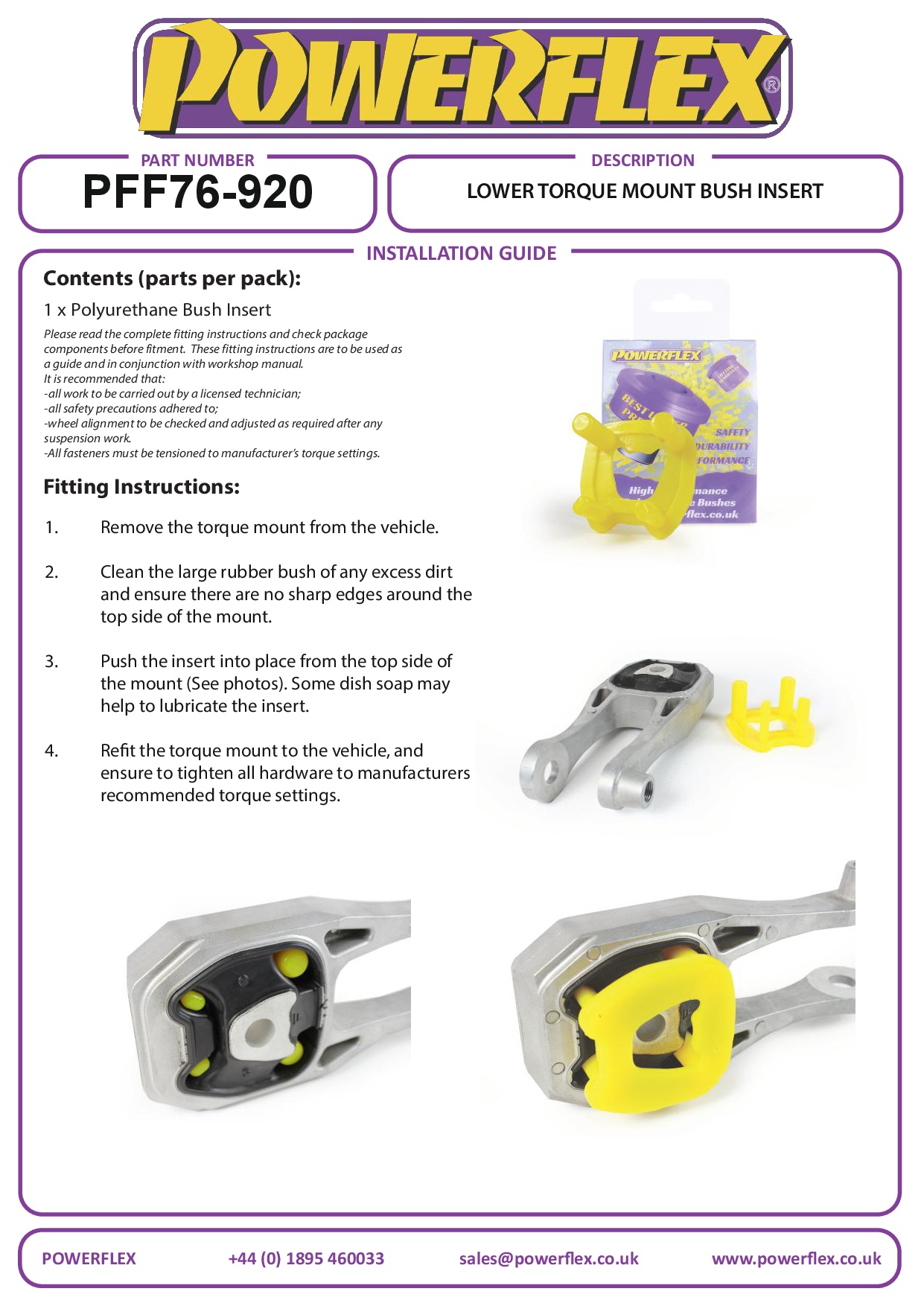 Lower Torque Mount Insert GR Yaris (2020-2024), road