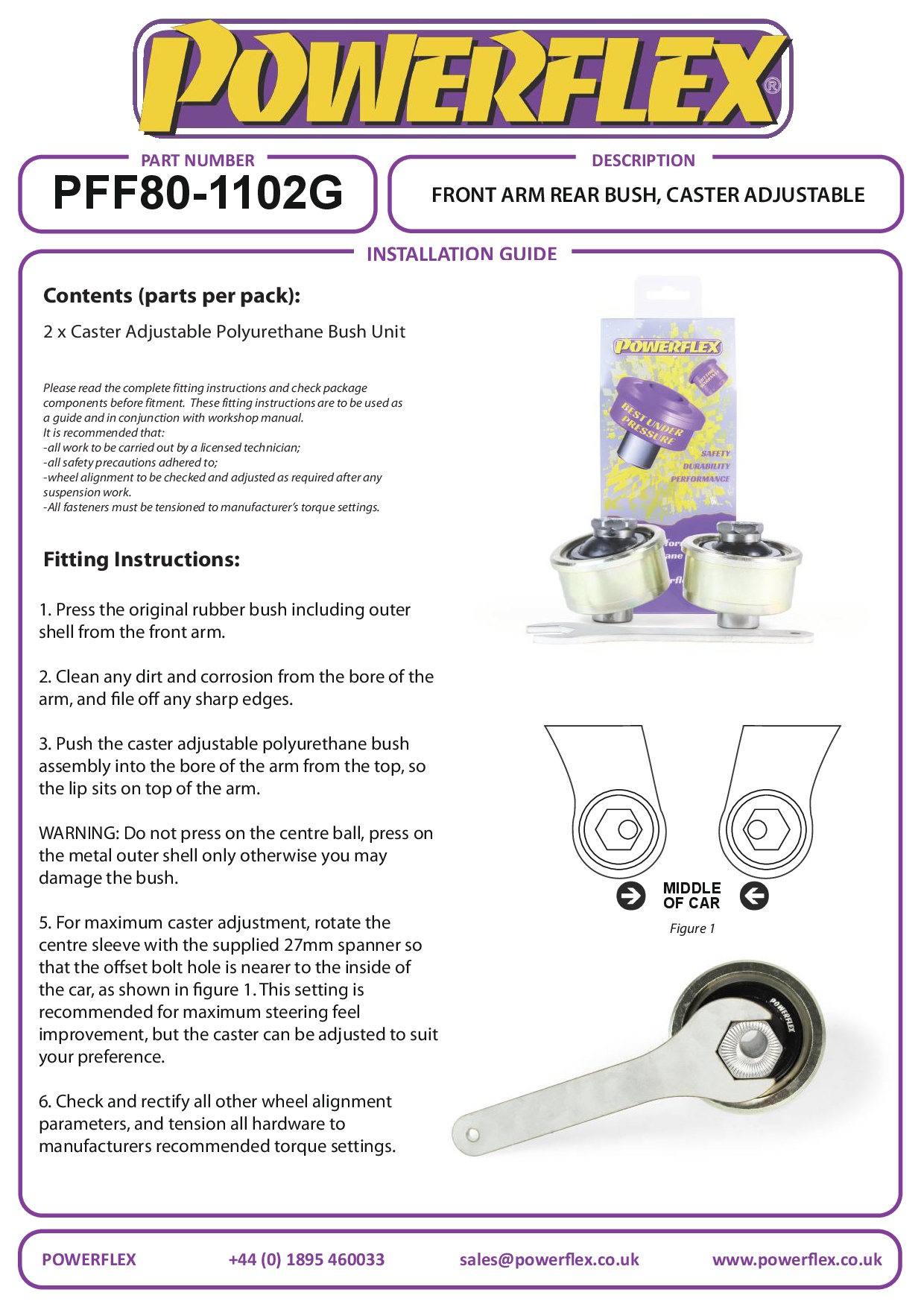 Front Wishbone Rear Bush Caster Adjustable MiTo, Nemo (2007-on), Fiorino (2007-on), Linea (2006-on), Punto, Qubo (2008-on), Bipper (2007-on), Adam, Corsa Models, road