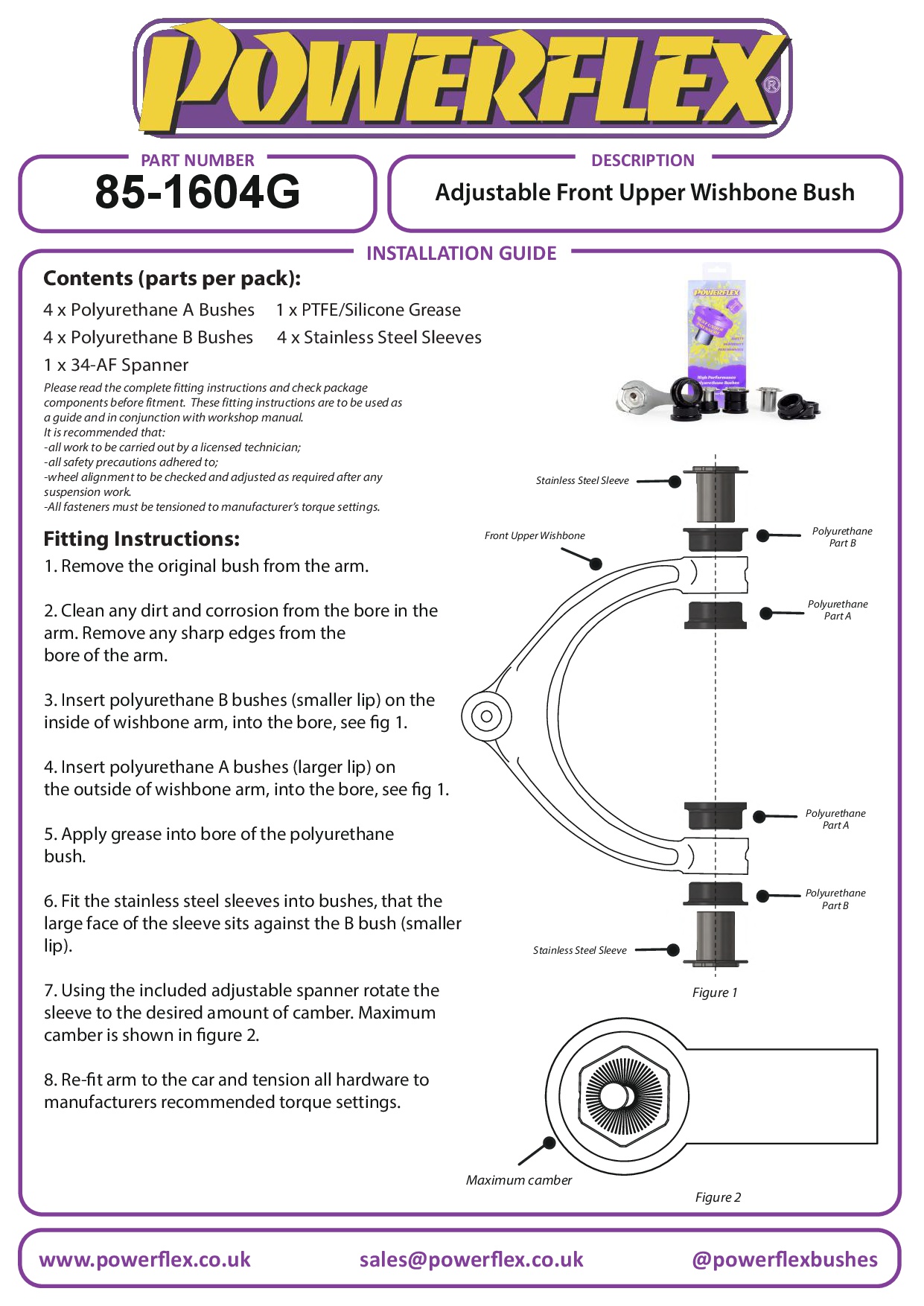 Front Upper Wishbone Bush Camber Adjustable Q7, Cayenne Models, Touareg Models, road