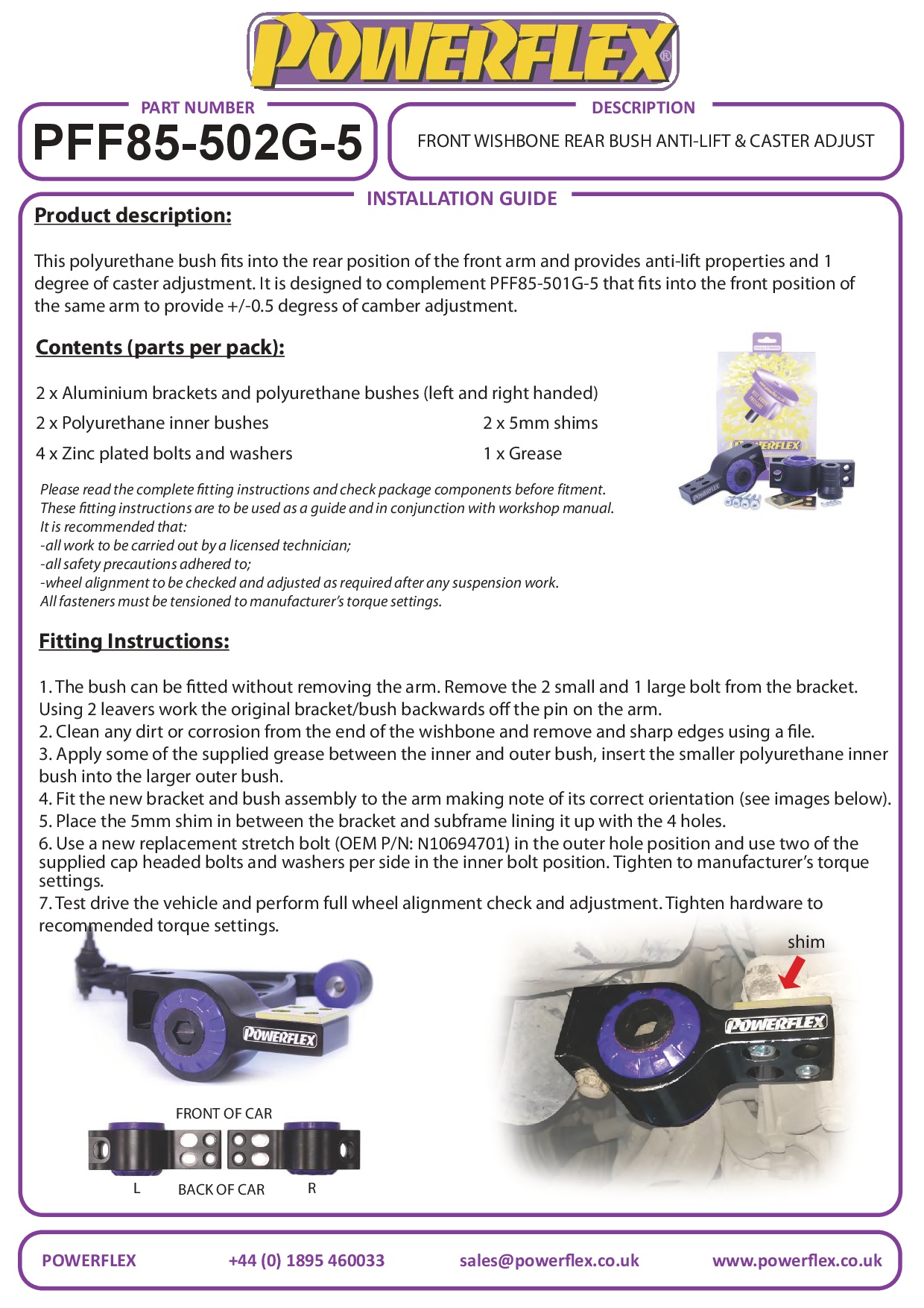 Front Wishbone Rear Bush Anti-Lift & Caster Offset Q3 / RSQ3, TT Models, CC, Passat Models, Tiguan Models, black