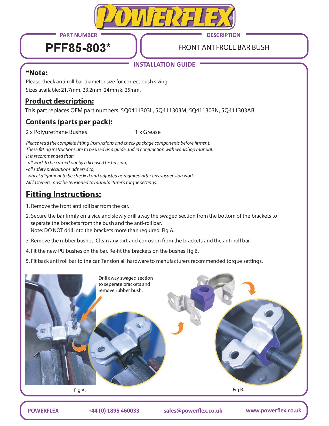 Voorste stabilisatorstangbus 21,7 mm A3 / S3 / RS3, Ateca, Leon Models, Octavia, Golf, T-Roc, black