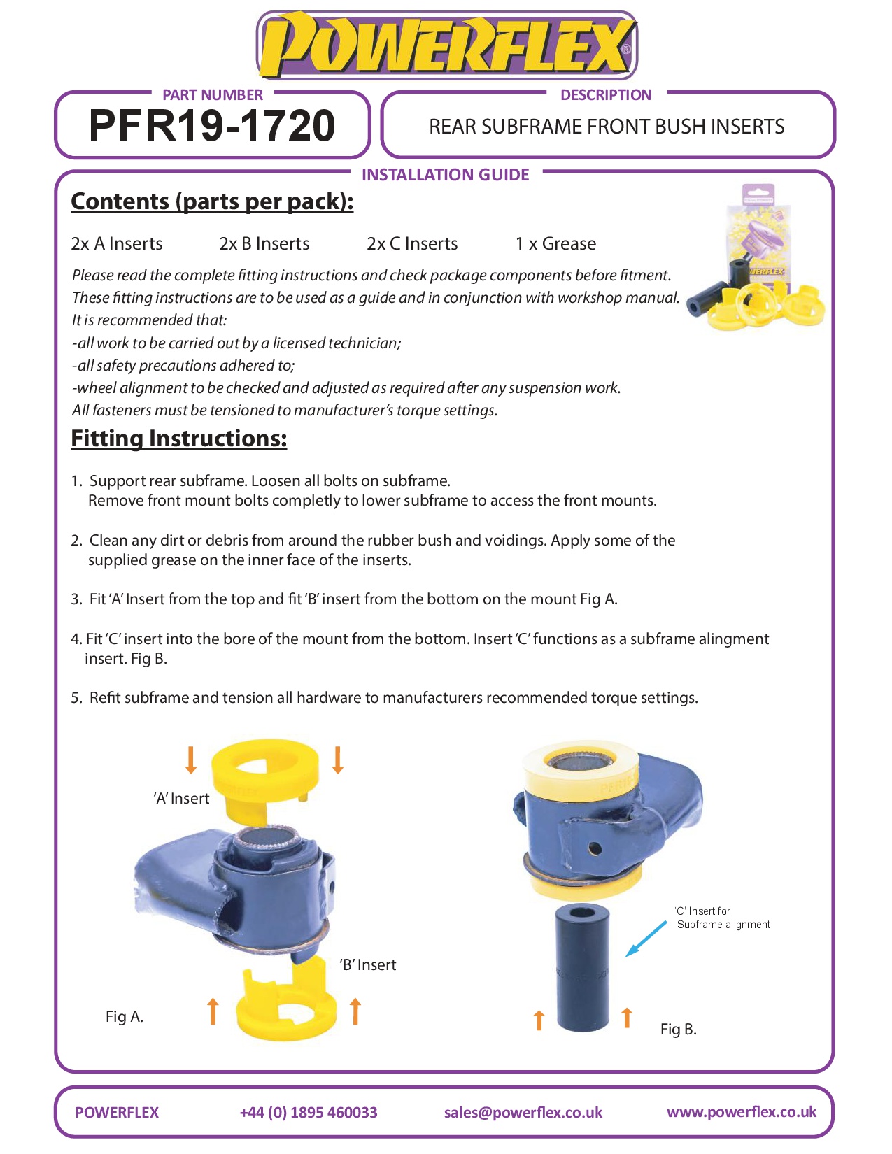 Achterste subframe Voorste businzet Mustang, black
