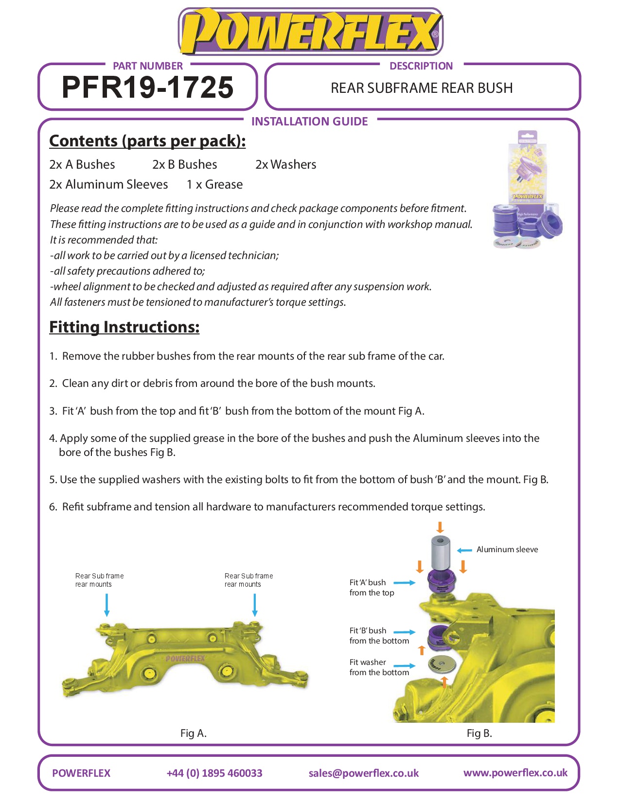 Achterste subframe achterste bus Mustang, black