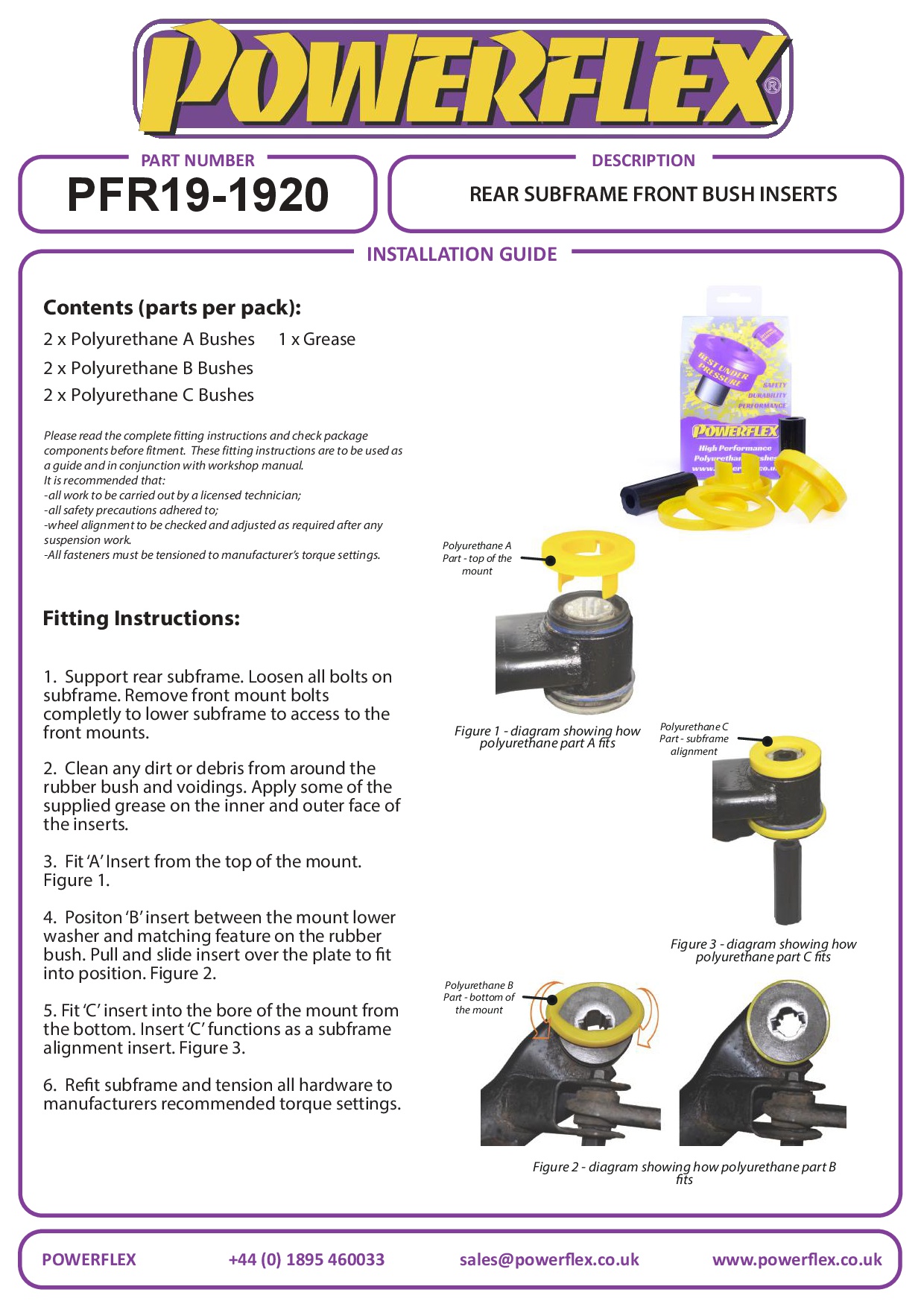 Achterste subframe voorste businzetstukken Mondeo Models, S-Max Models, S60 2WD, S60 AWD, S80, V60 inc R, V70, XC60, XC70 P3, black