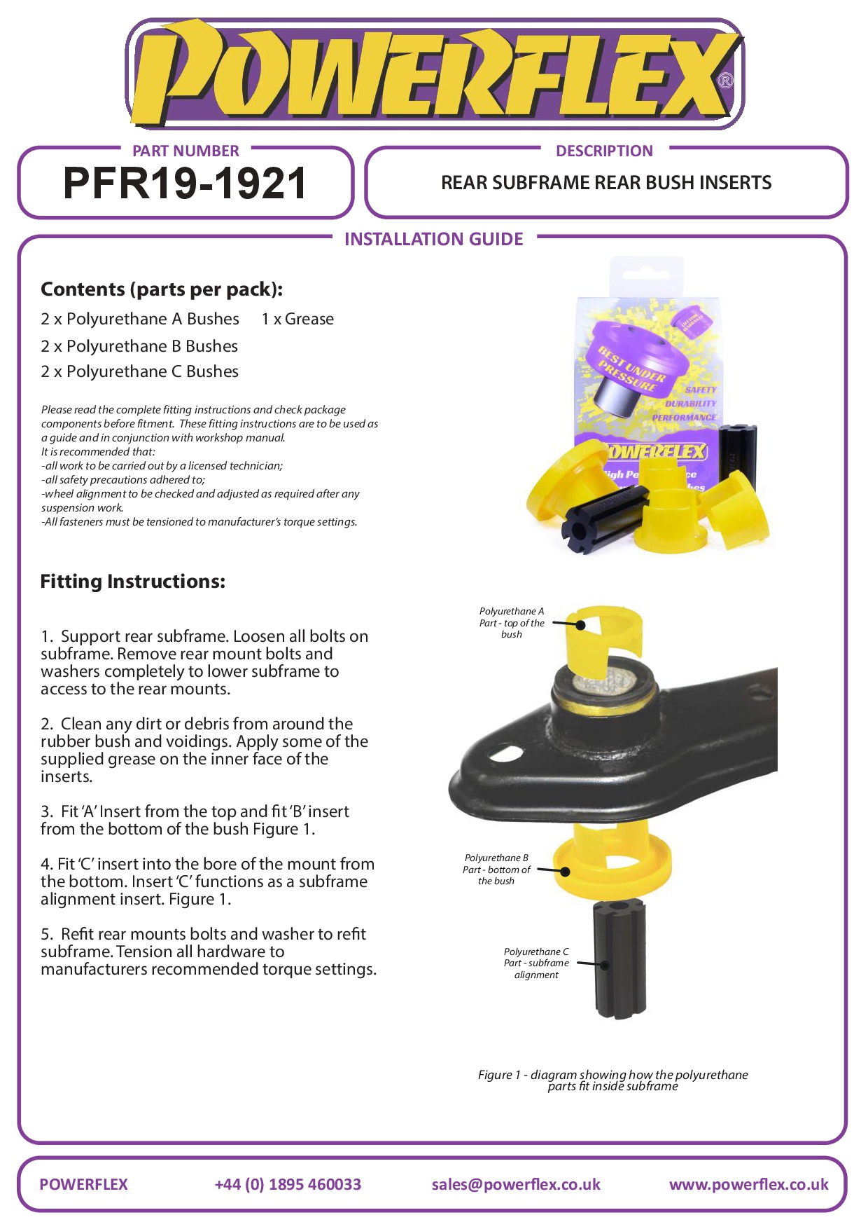 Rear Subframe Rear Bush Inserts Mondeo Models, S-Max Models, S60 2WD, S60 AWD, S80, V60 inc R, V70, XC60, XC70 P3, black
