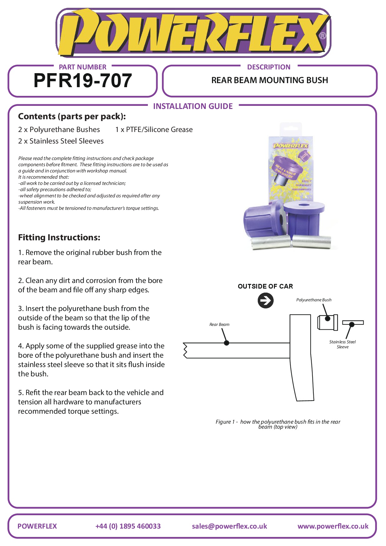 Rear Beam Mounting Bush Fiesta Models, KA Models, Puma, road