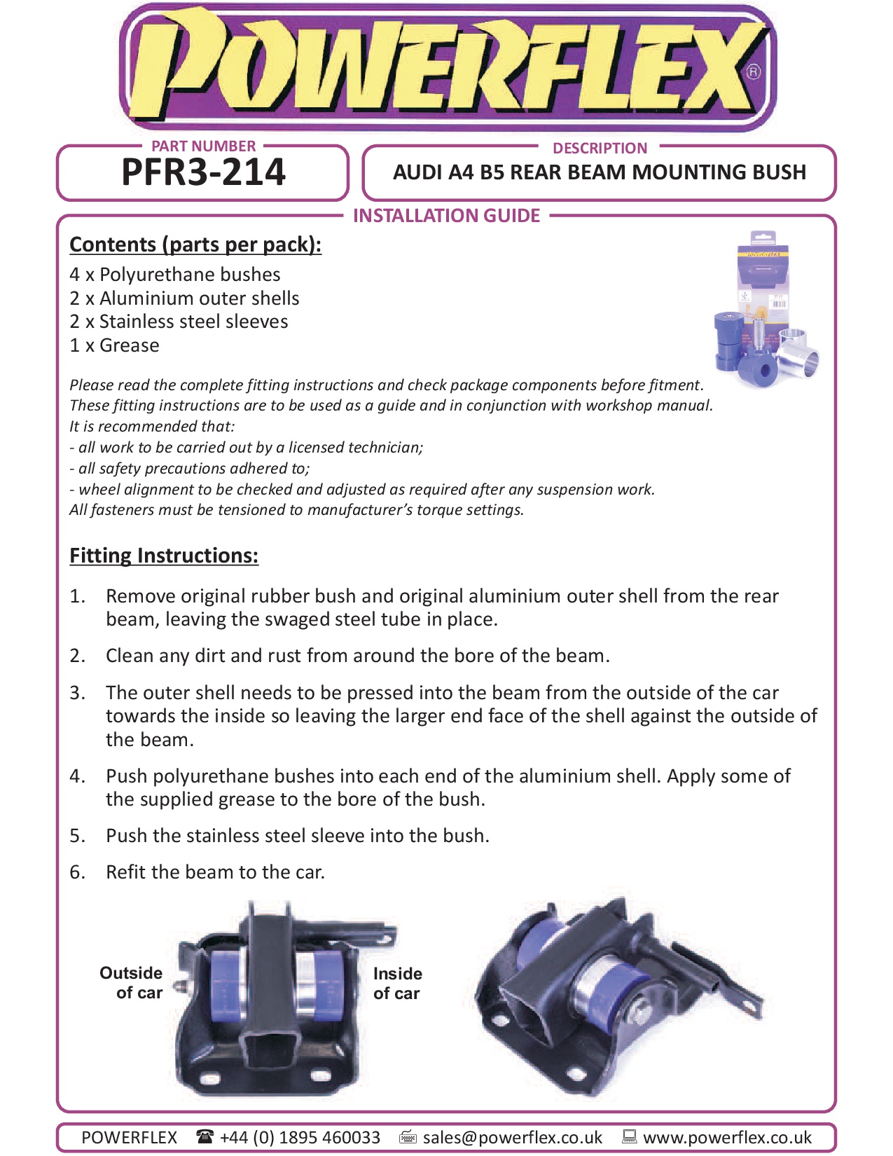 Montagebus achterbalk A4 / S4 / RS4, black