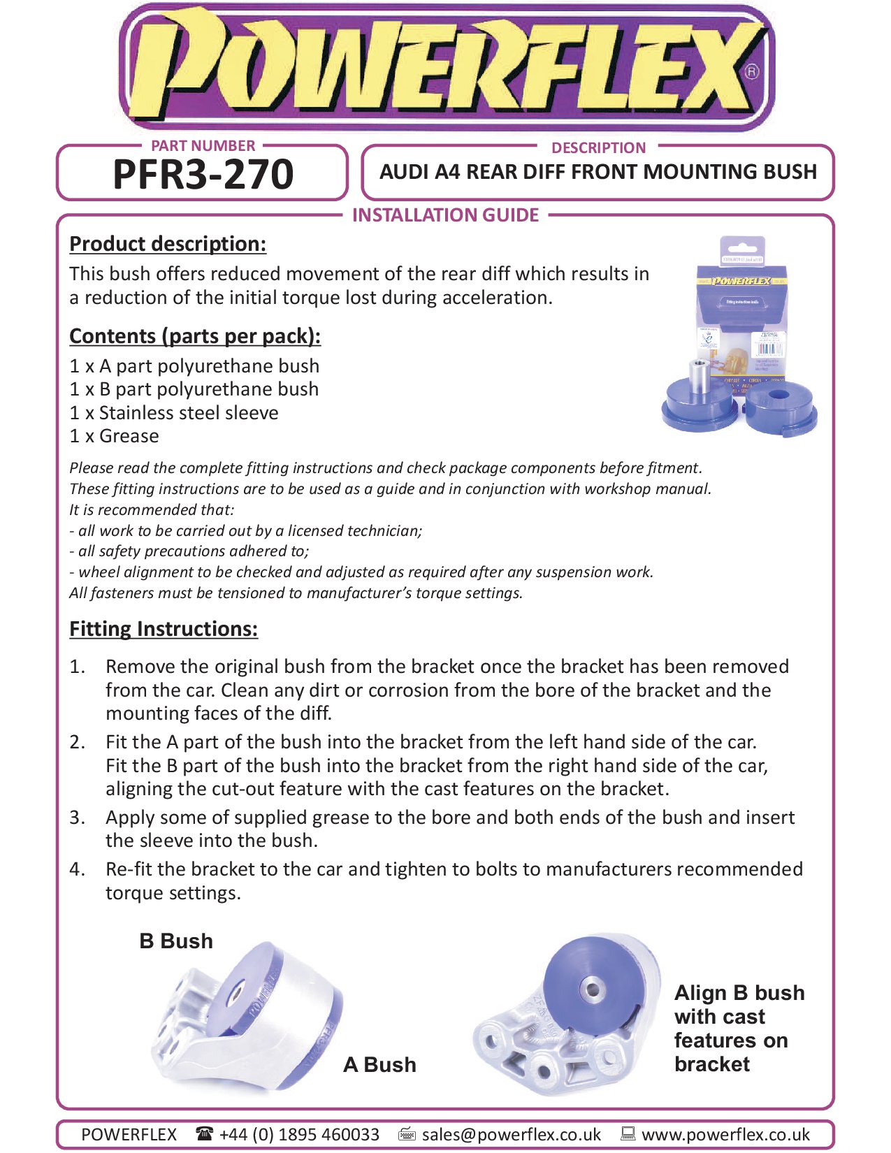 Rear Diff Front Mounting Bush A4 / S4 / RS4, black