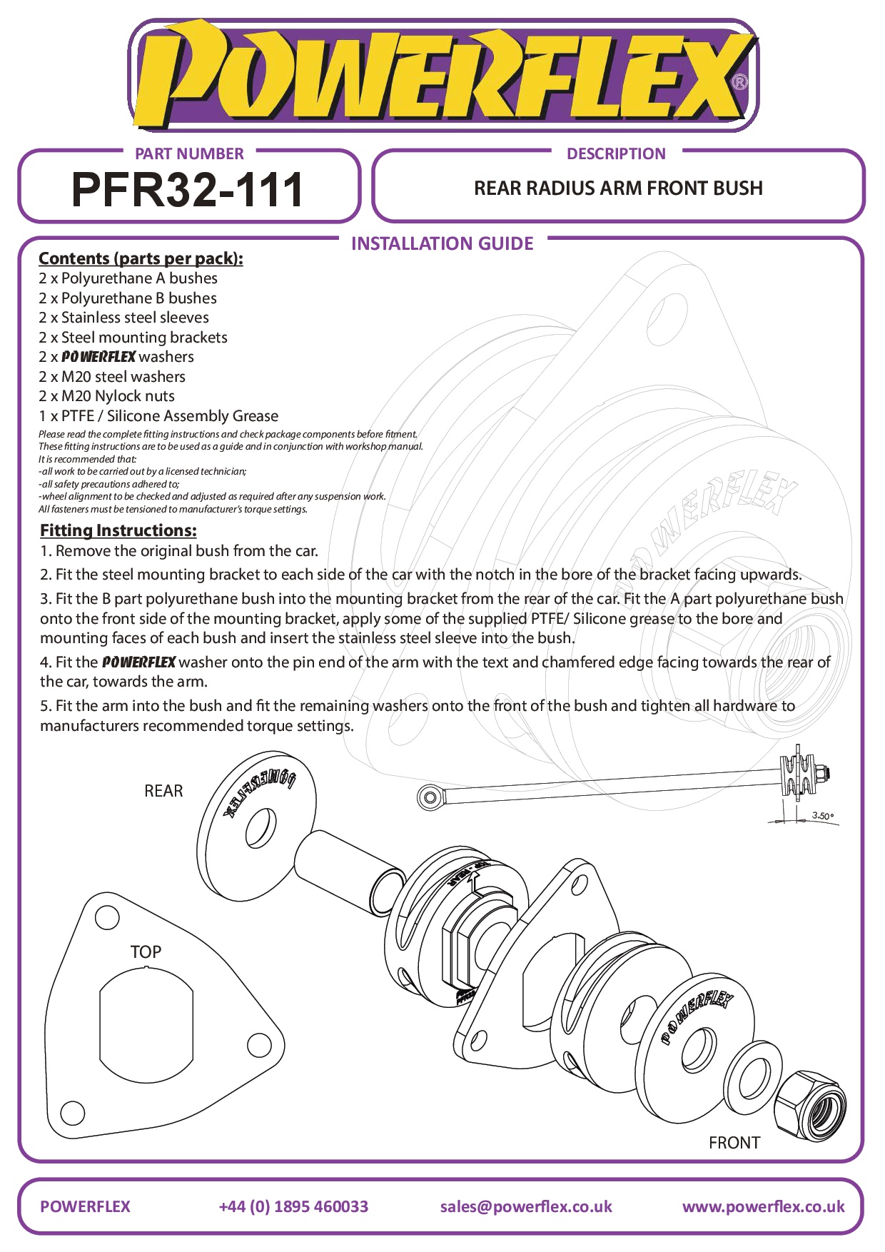 Achterste radiusarm voorste bus Defender, Discovery, Range Rover inc Sport, Evoque & Classic, straat