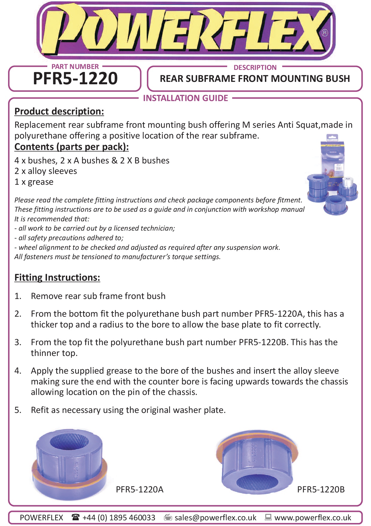 Rear Subframe Front Mounting Bush Anti-Squat (Fast Road) 1 Series, 2 Series, 3 Series, 4 Series, X Series, M12, road