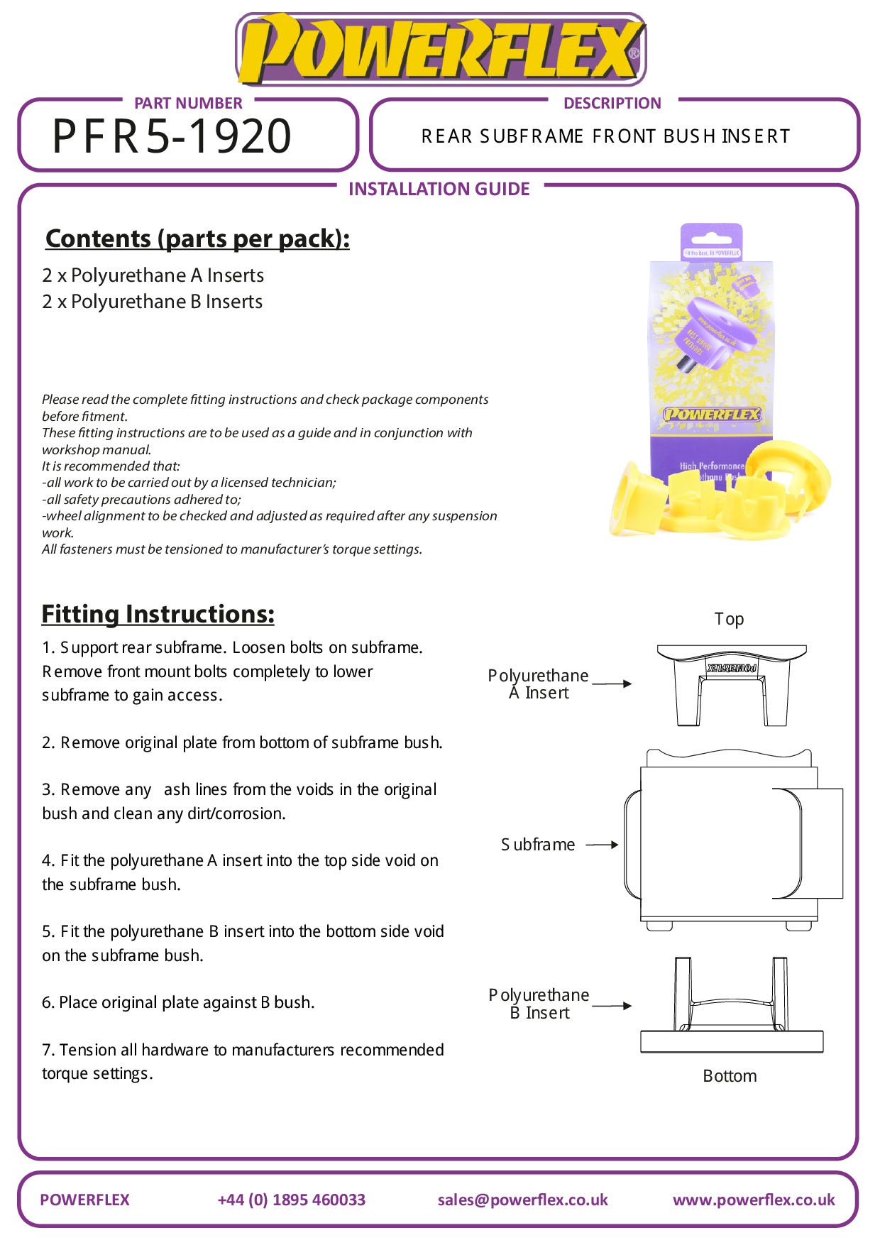 Rear Subframe Front Bush Insert 1 Series, 2 Series, 3 Series, 4 Series, road