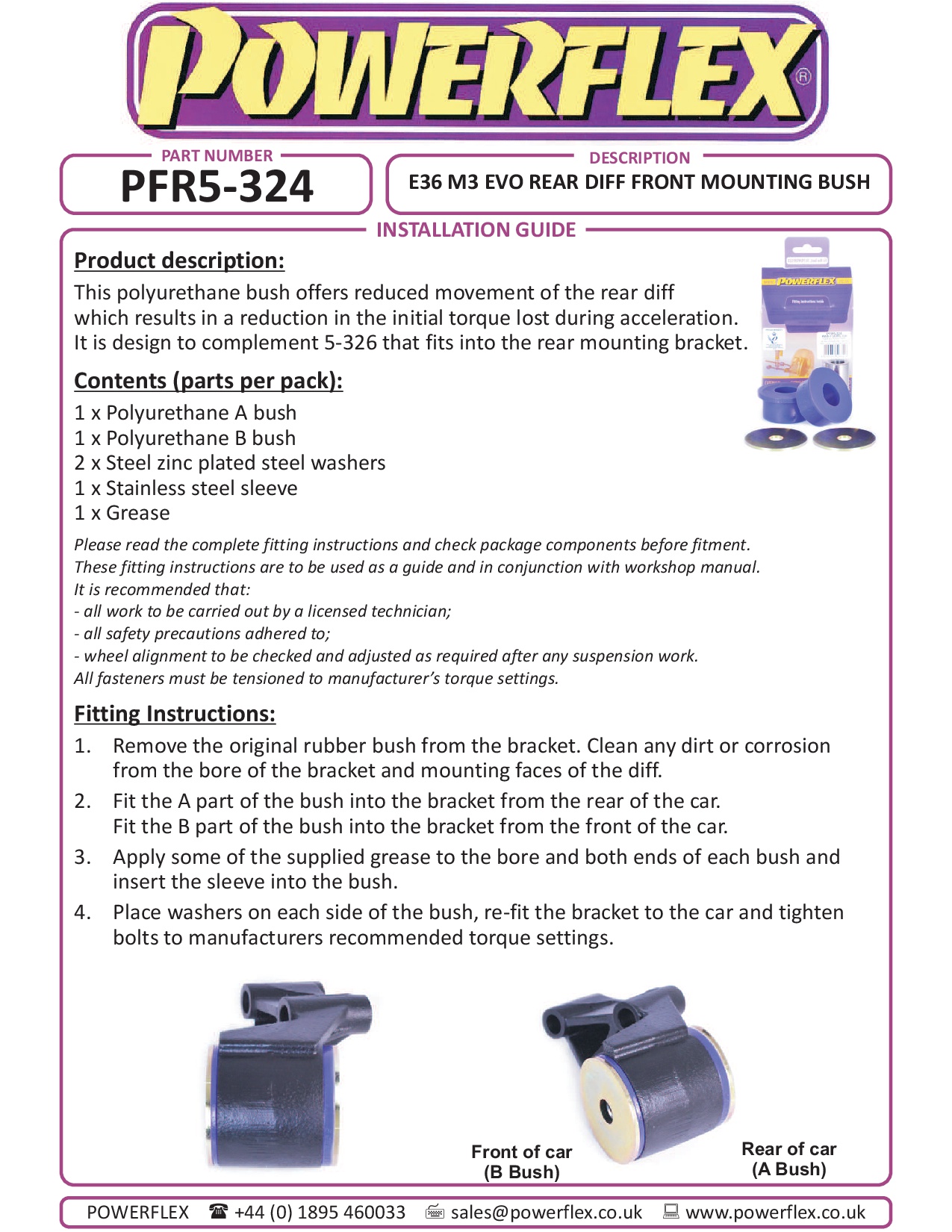 Rear Diff Front Mounting Bush, M3 Evo Only 3 Series, black