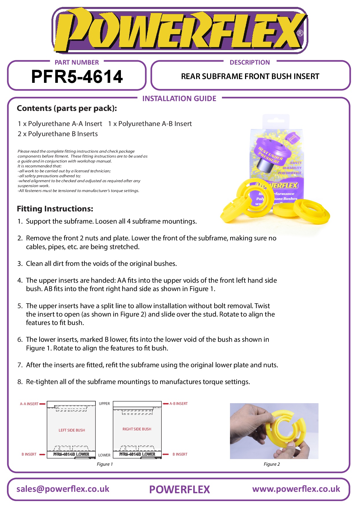 Rear Subframe Front Bush Insert 3 Series, X Series, Z Series, road