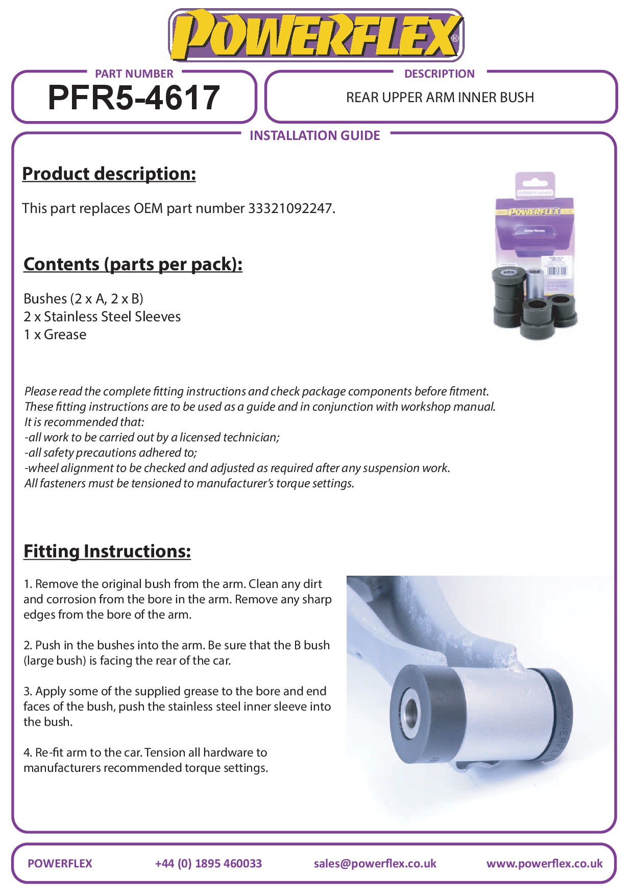 Rear Upper Wishbone Inner Bush 3 Series, X Series, Z Series, road