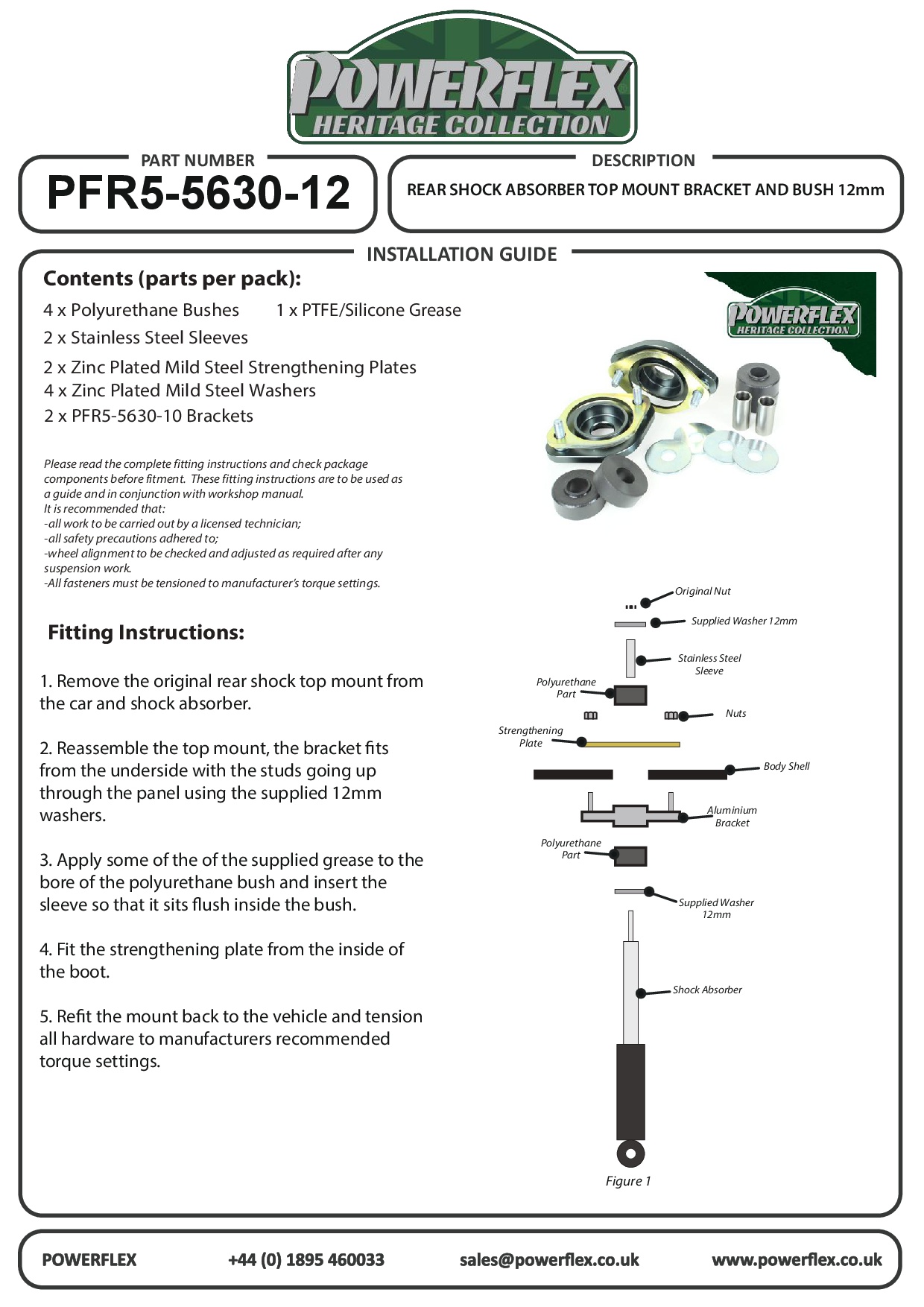 Rear Shock Top Mount Bracket and Bush 12mm 3 Series, heritage