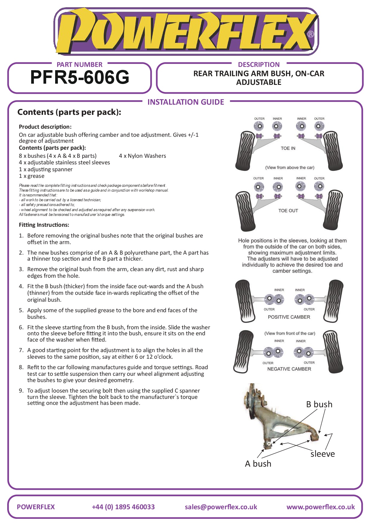 Rear Trailing Arm Bush Adjustable 5 Series, 6 Series, 7 Series, road