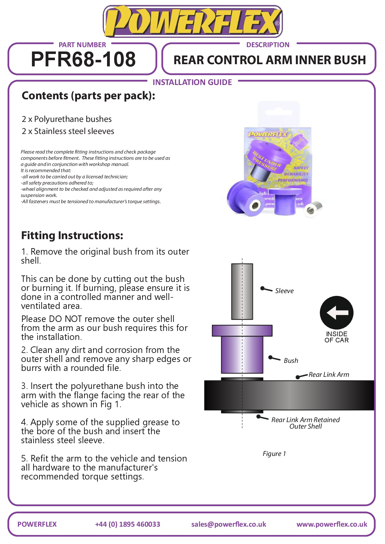 Rear Control Arm Inner Bush ForTwo 450, Roadster 452 inc Brabus (2003 - 2005), road