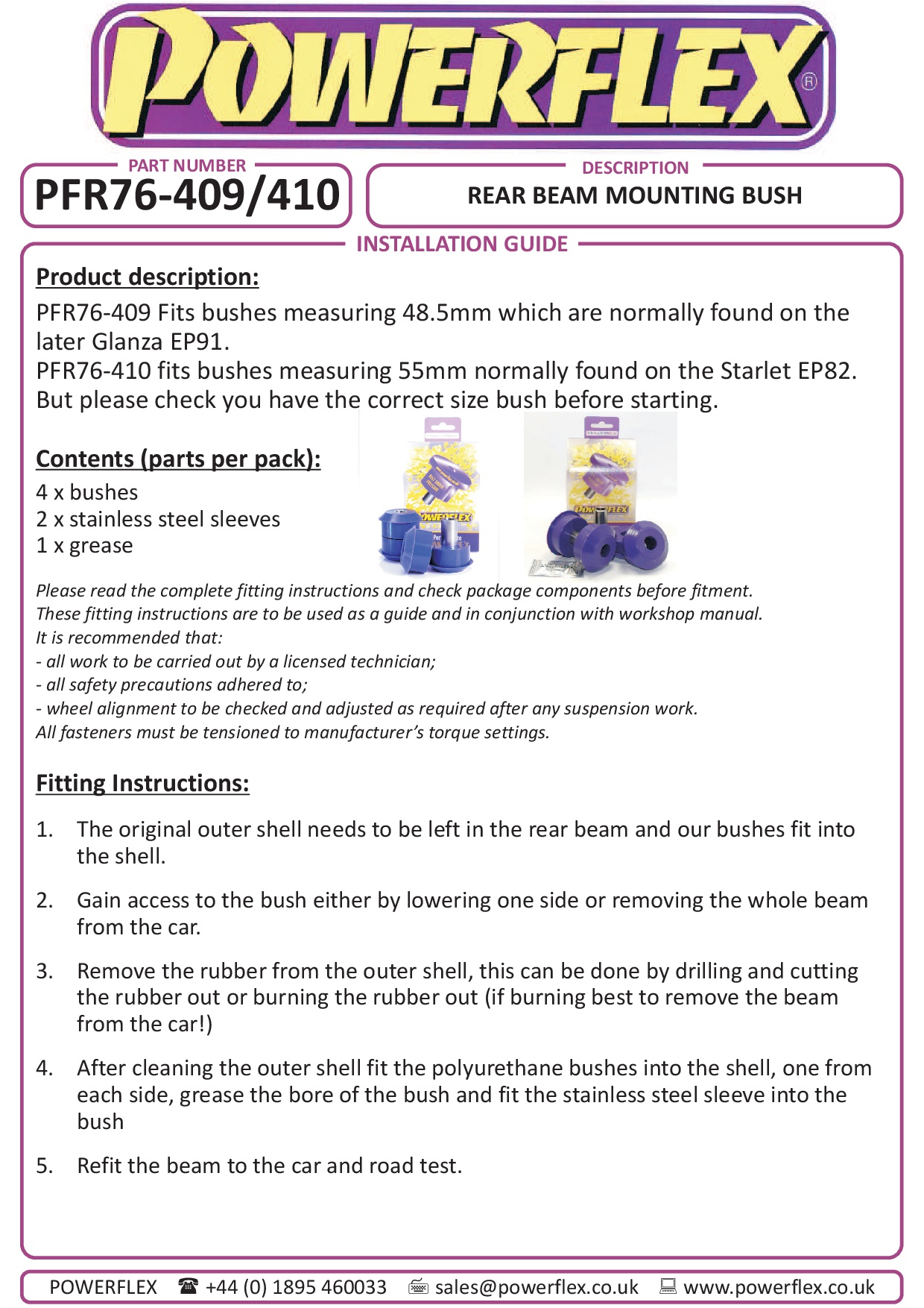 Rear Beam Mounting Bush Paseo, Starlet GT Turbo EP82/Glanza V EP91, Tercel L50, road