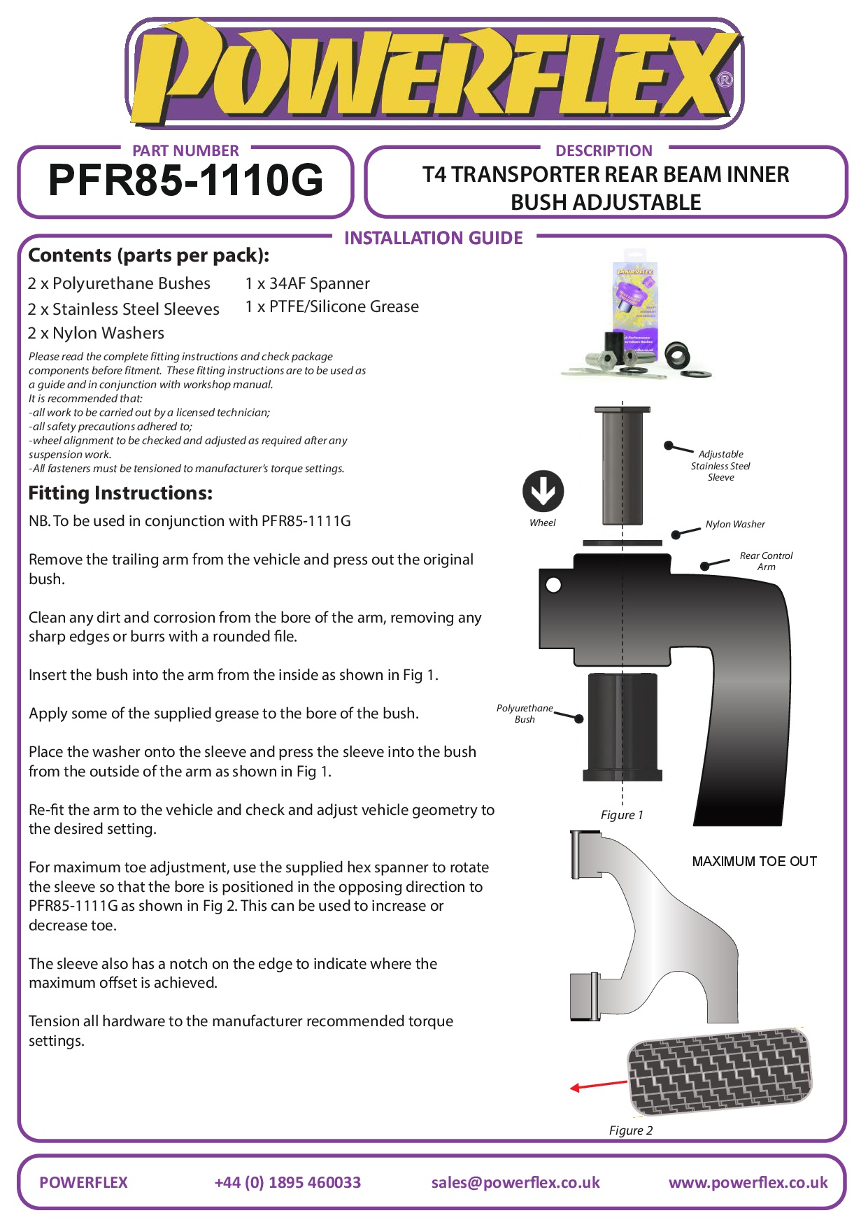 Rear Trailing Arm Inner Bush To Chassis, Adjustable Transporter Models, road