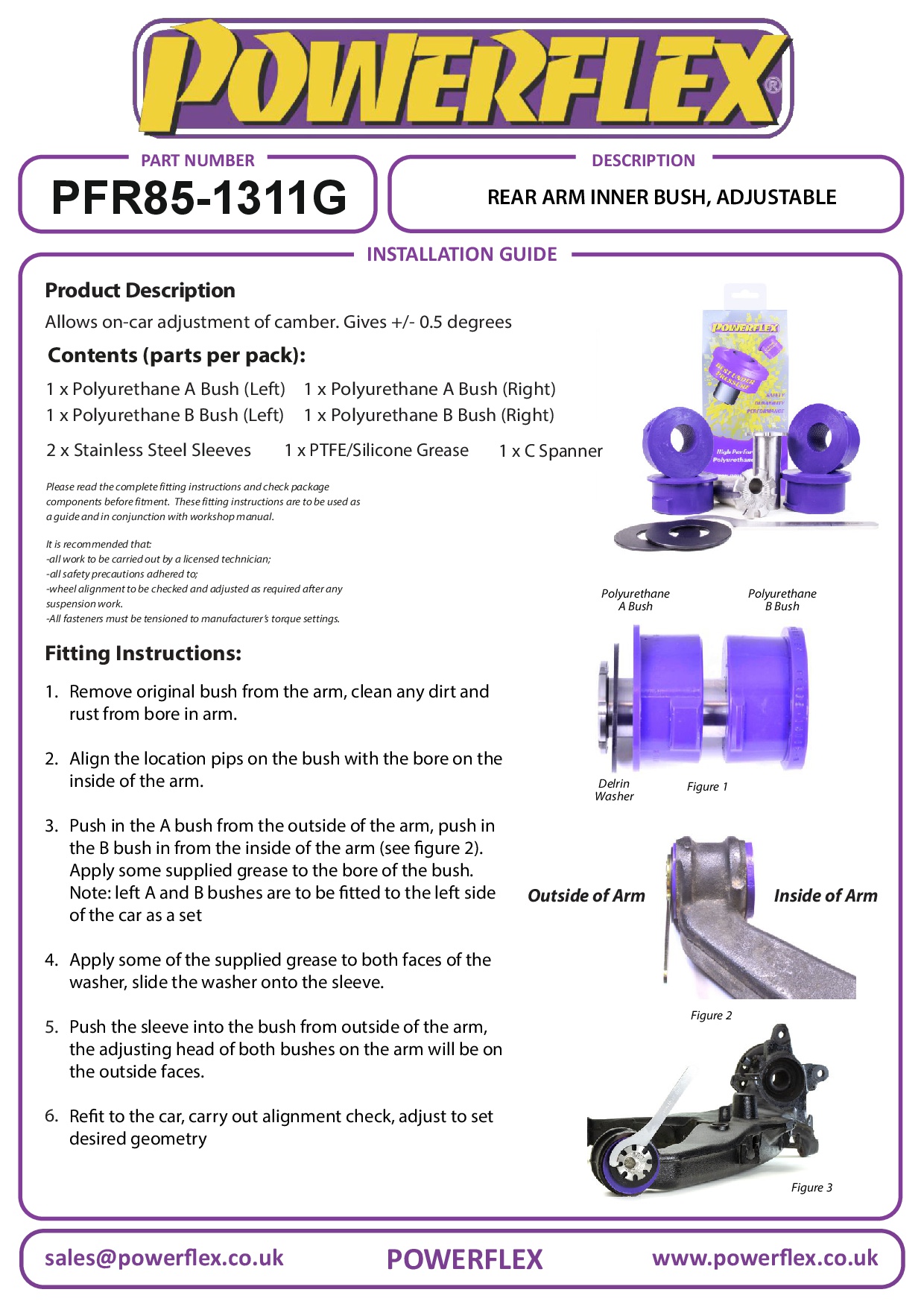 Rear Arm Inner Bush, Adjustable Transporter Models, road