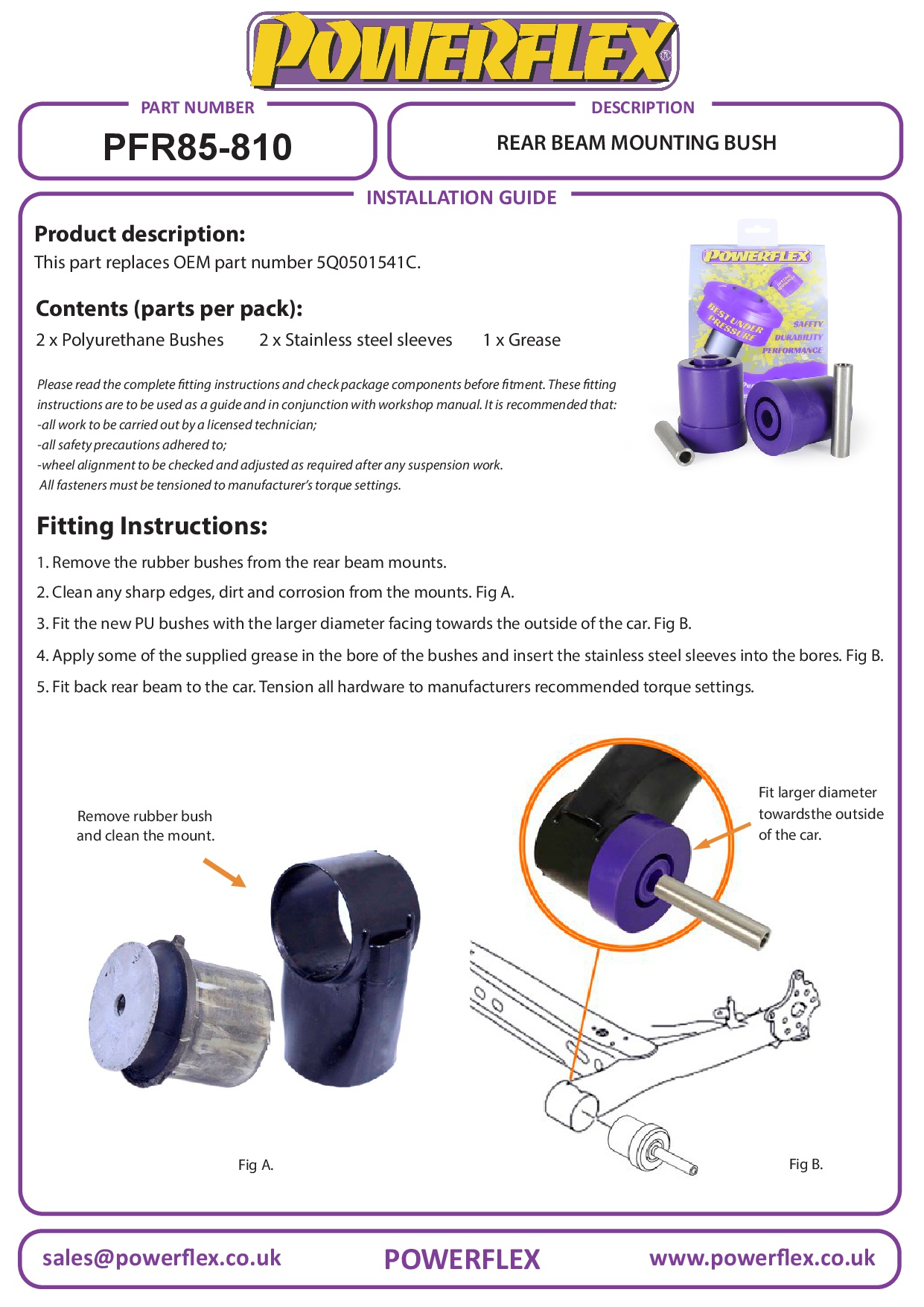 Rear Beam Mounting Bush A1 / S1, A3 / S3 / RS3, Q2, Arona, Ateca, Ibiza Models, Leon Models, Kamiq, Karoq, Octavia, Scala, Golf, Polo, T-Cross, T-Roc, Taigo (2020 on), road