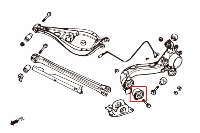 BMW E36 / E46 / Z3 / Z4 03- achter WIELdraagarm bus(hard rubber) 2PCS / SET